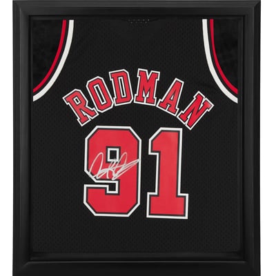 Dennis Rodman Chicago Bulls Fanatics Authentic Autographed Framed Black 1997-98 Mitchell & Ness Hardwood Classics Replica Jersey Shadowbox