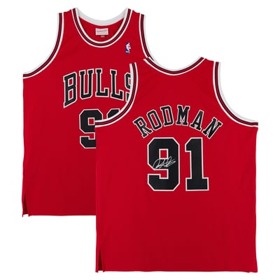 Dennis Rodman Chicago Bulls Autographed Fanatics Authentic Red Mitchell & Ness 1997 Authentic Jersey