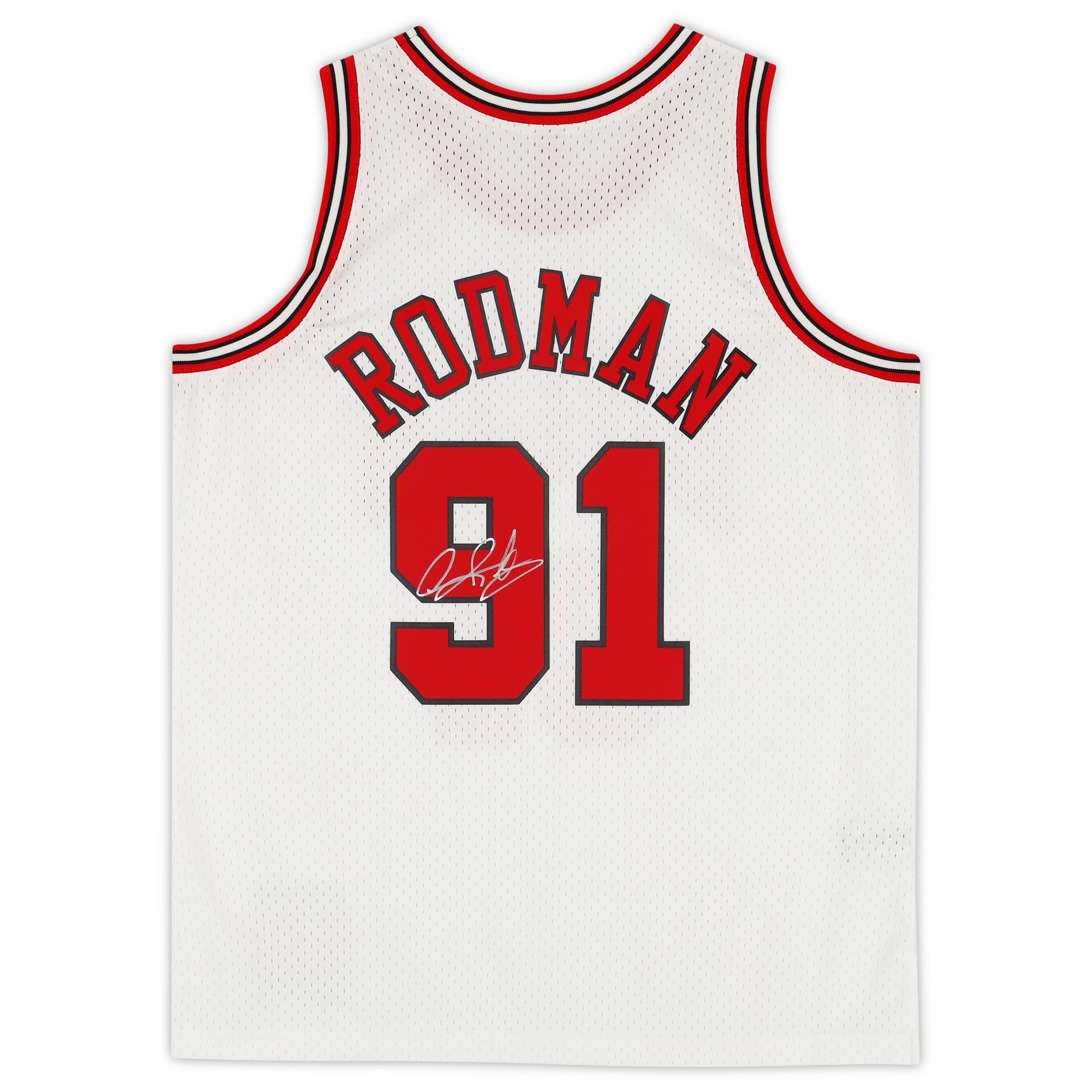 Dennis Rodman Chicago Bulls Autographed White Mitchell & Ness 1997-98 Swingman Jersey