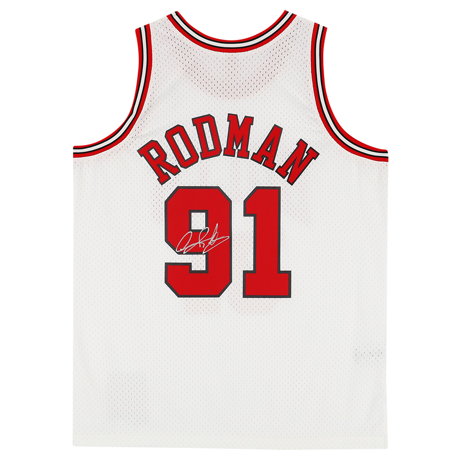 Dennis Rodman Chicago Bulls Autographed White Mitchell & Ness 1997-98 Swingman Jersey