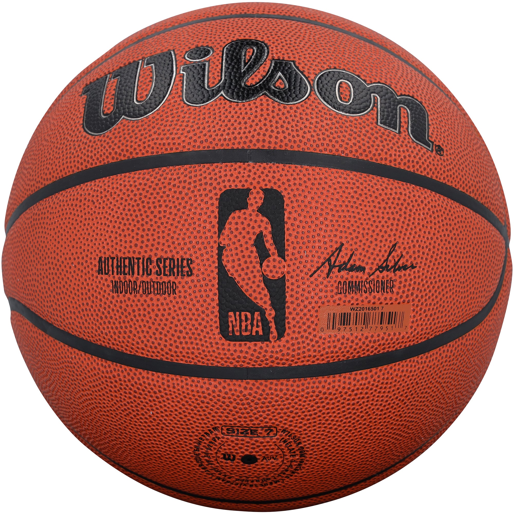 Ballon de basket-ball Wilson Authentic Series autographié par Dennis Rodman des Chicago Bulls, pour intérieur et extérieur, avec inscription « 5X Champion ».