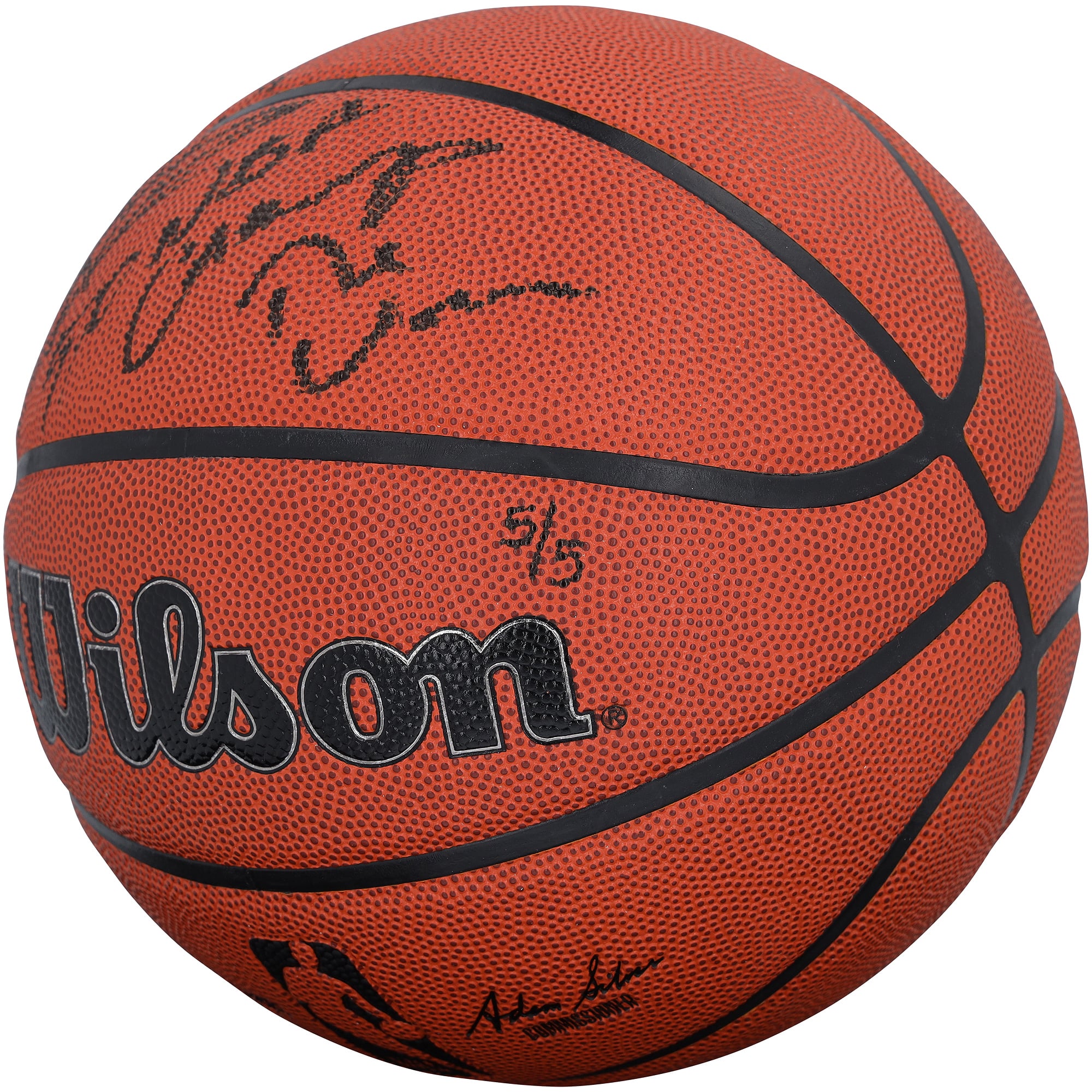Ballon de basket-ball Wilson Authentic Series autographié par Dennis Rodman des Chicago Bulls (intérieur/extérieur) avec plusieurs inscriptions - Édition limitée n° 5/5