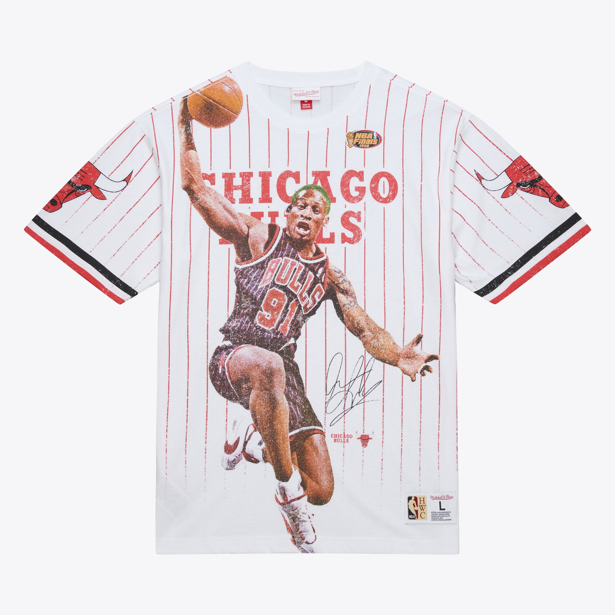 Dennis Rodman White Chicago Bulls Playmaker Vintage T-Shirt