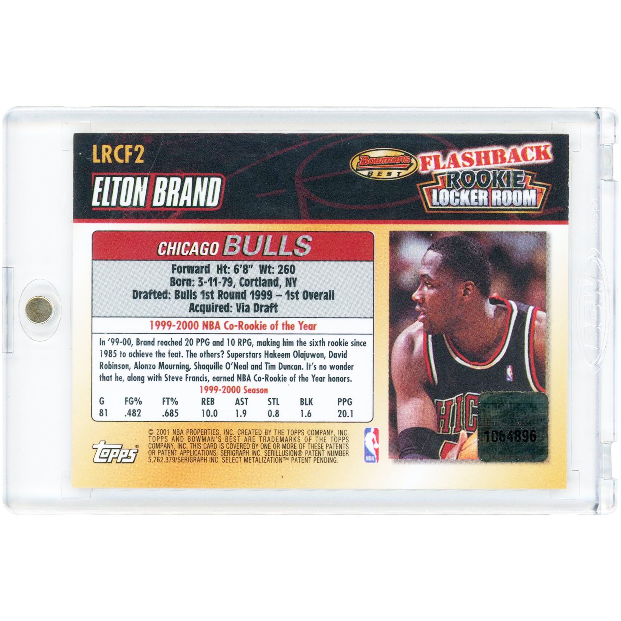 Elton Brand Chicago Bulls Autographed 2001-02 Bowman Best Flashback Rookie Locker Room #LRCF2 Card