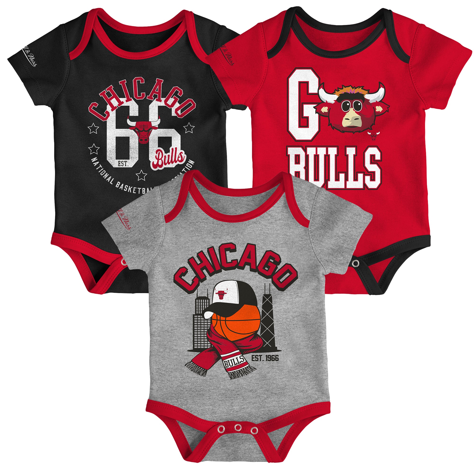 Ensemble de 3 bodies Mitchell & Ness Chicago Bulls pour bébé