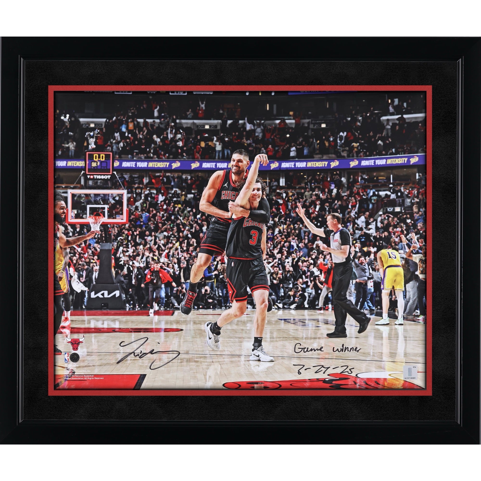 Josh Giddey Chicago Bulls Autographed 16" x 20" Game Winner vs. Lakers Photograph with "Game Winner 3-27-25" Inscription