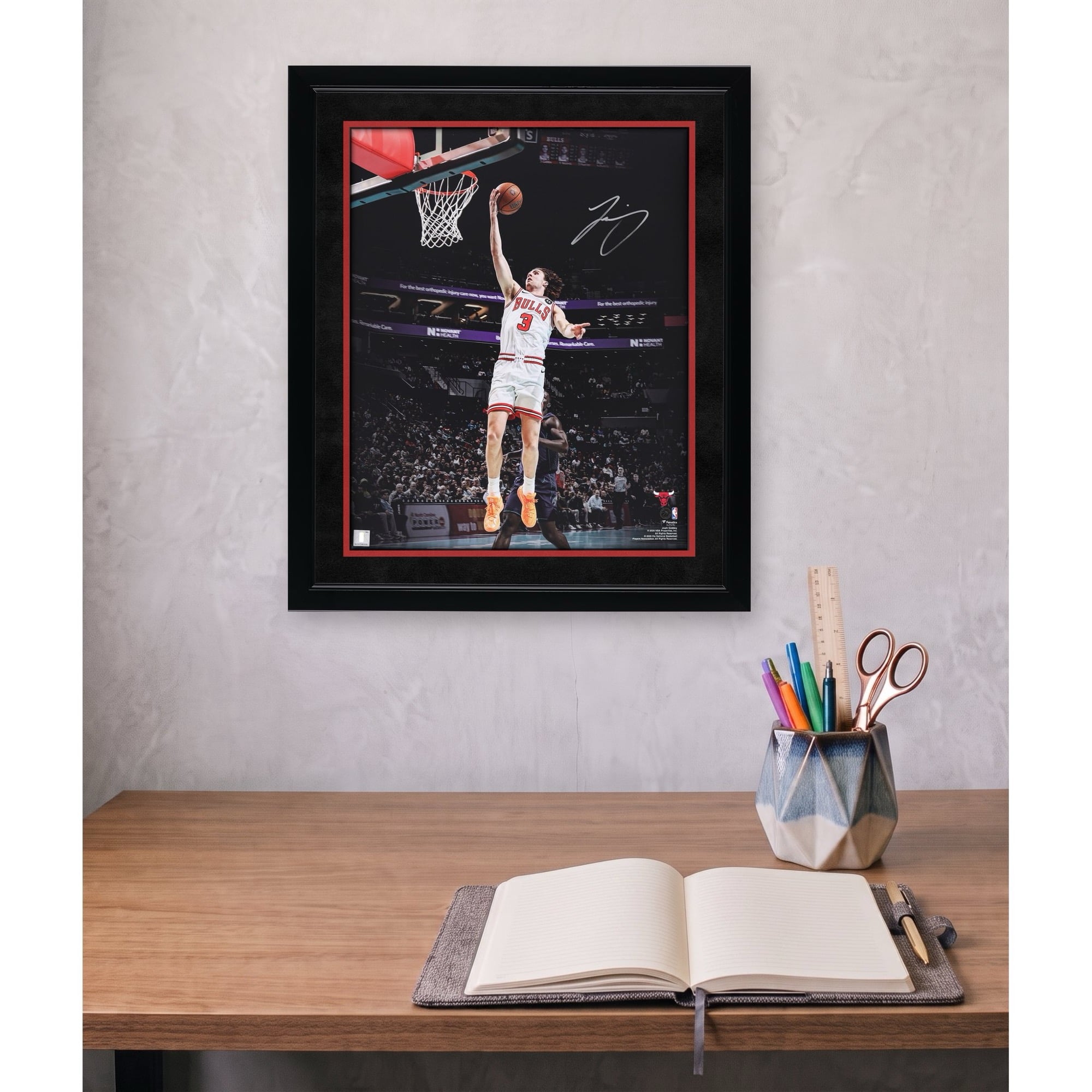 Josh Giddey Chicago Bulls Autographed 16" x 20" Layup Spotlight Photograph