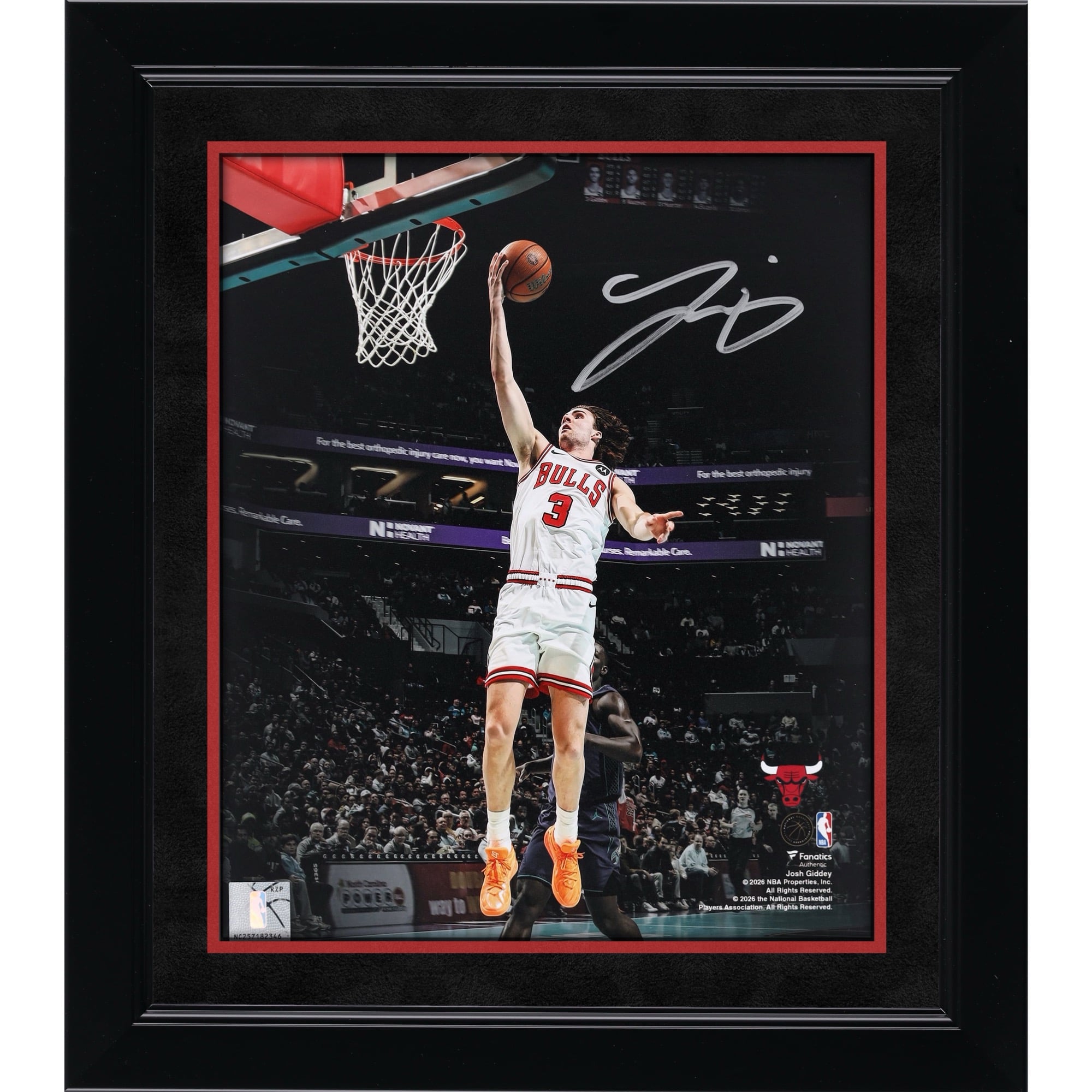 Josh Giddey Chicago Bulls Autographed 8" x 10" Layup Spotlight Photograph
