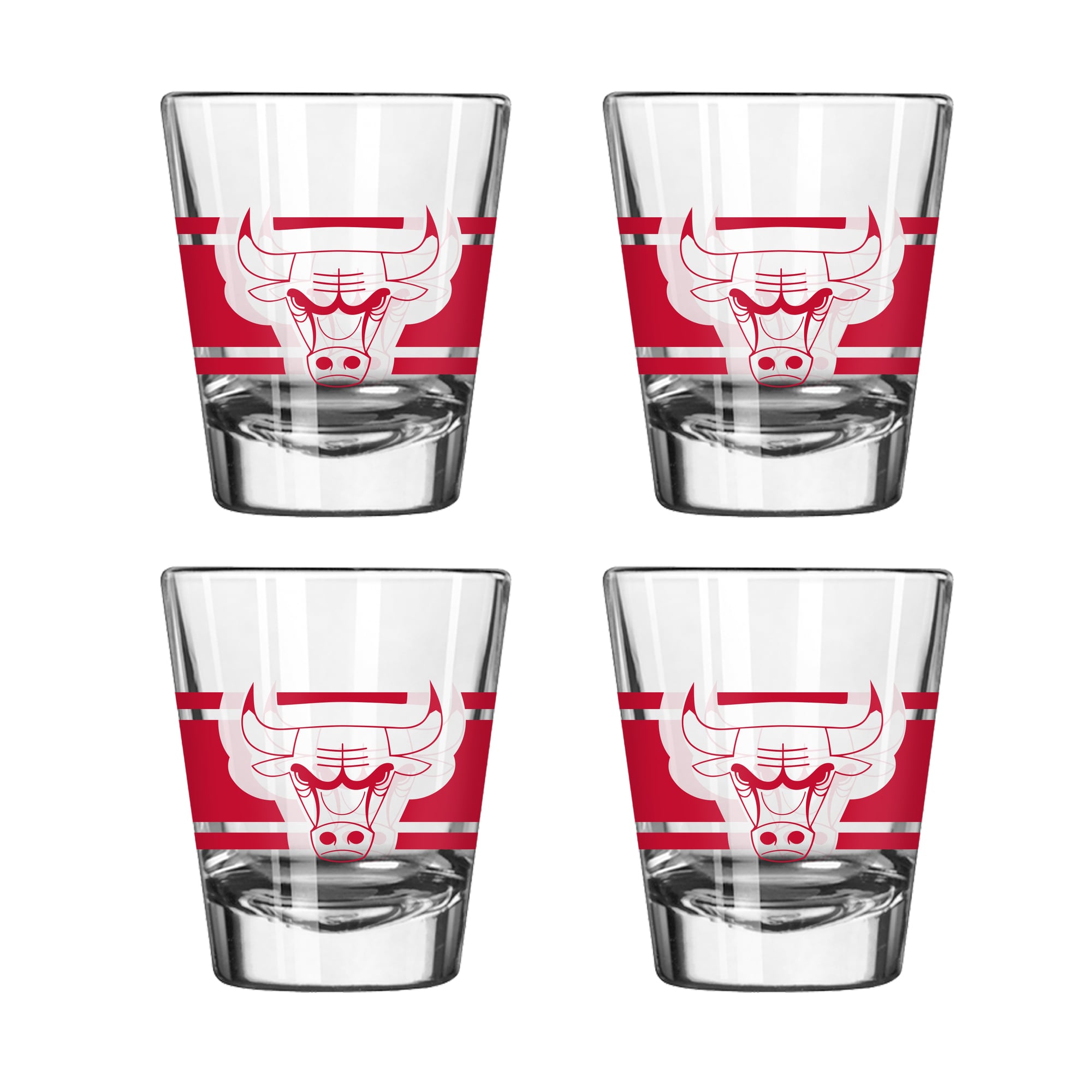 Logo Brands Chicago Bulls Four-Piece Stripe Shot Glass Set