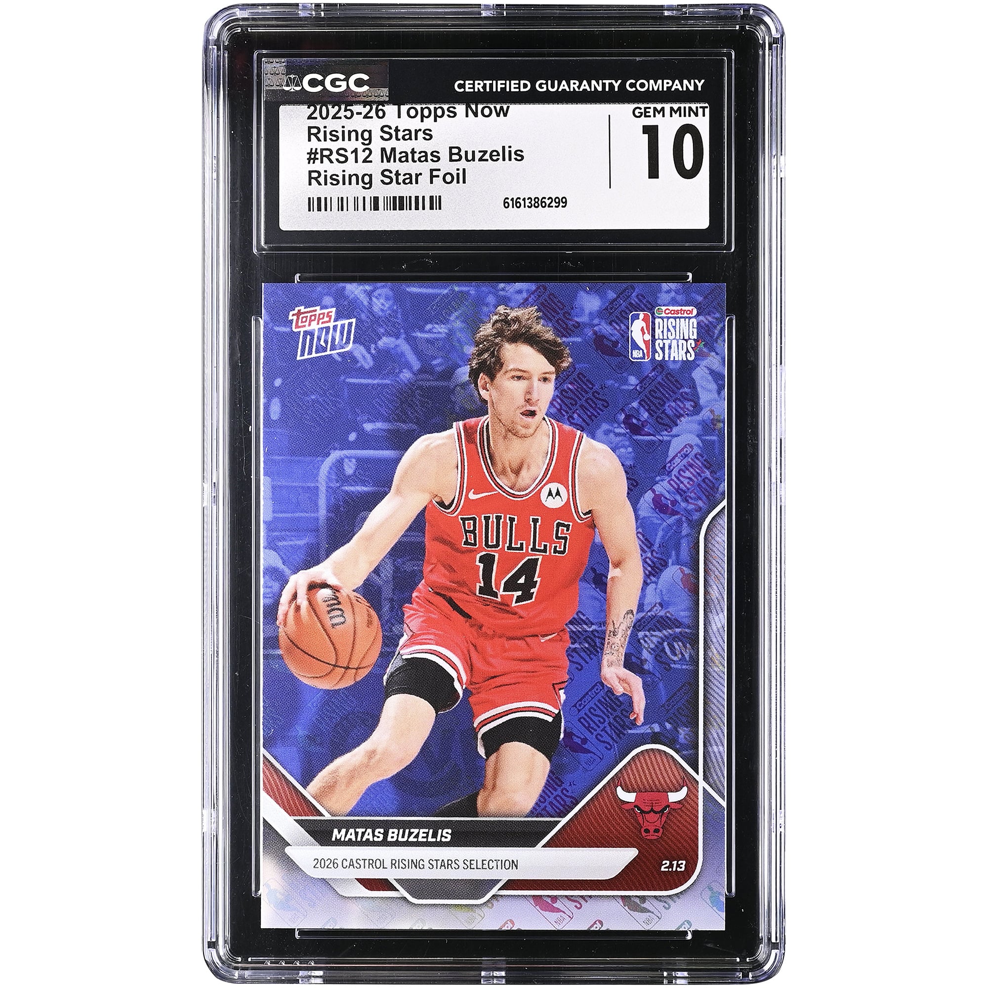 Matas Buzelis Chicago Bulls 2025-26 Topps Now Rising Stars Foil #RS12 CGC Authenticated 10 Card