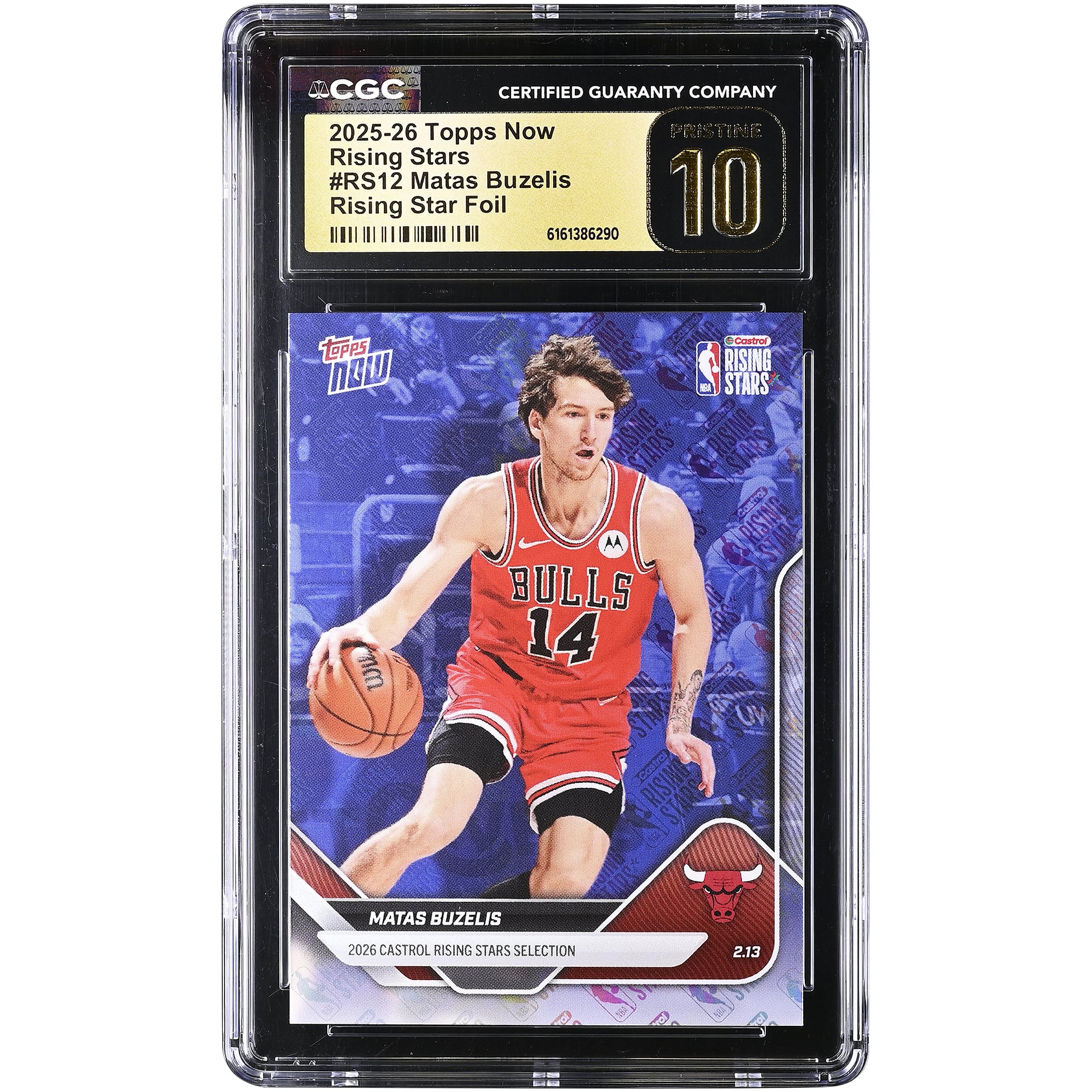 Matas Buzelis Chicago Bulls 2025-26 Topps Now Rising Stars Foil #RS12 CGC Authenticated PRISTINE 10 Card
