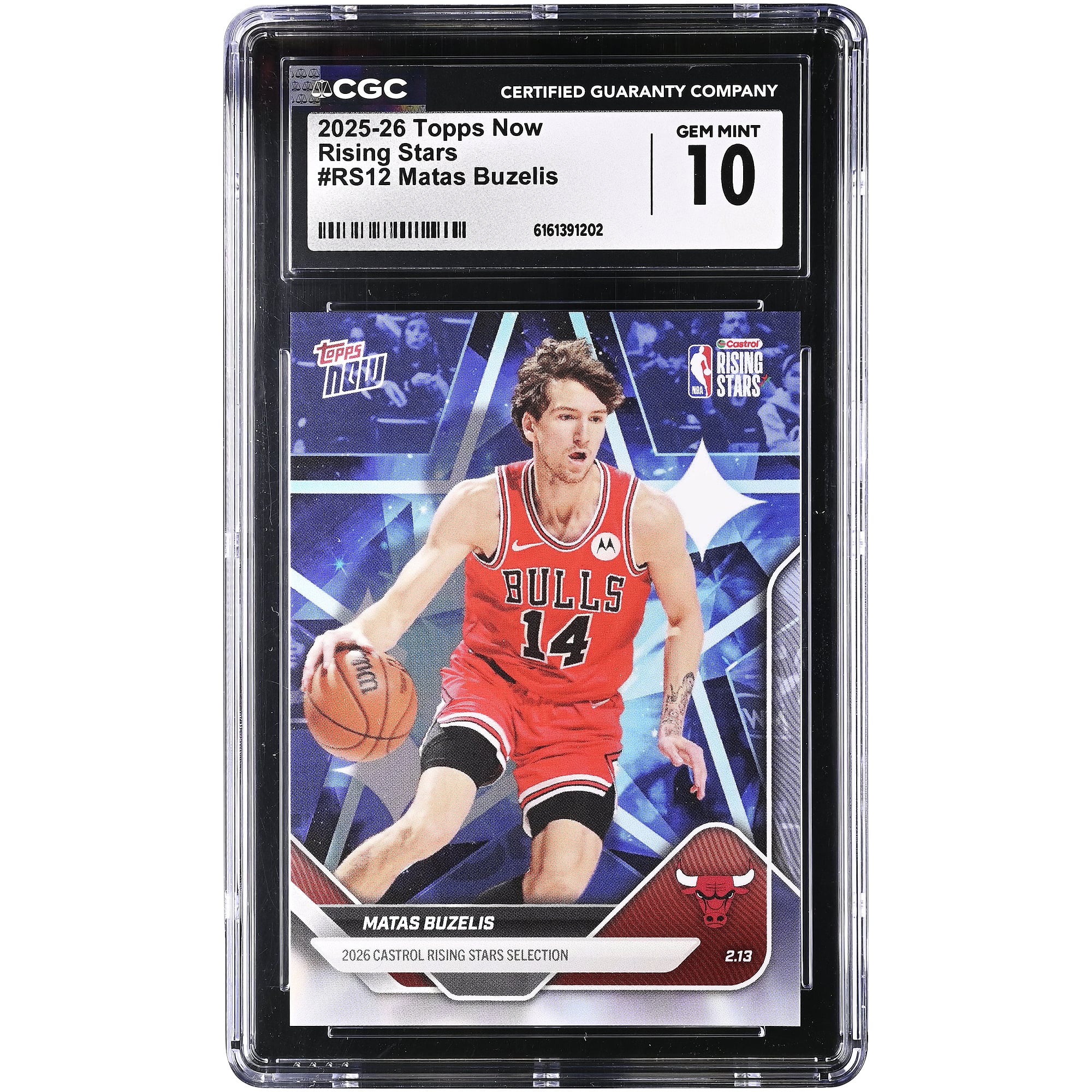 Carte de Matas Buzelis, Chicago Bulls 2025-26 Topps Now Rising Stars #RS12, authentifiée CGC (10 cartes).