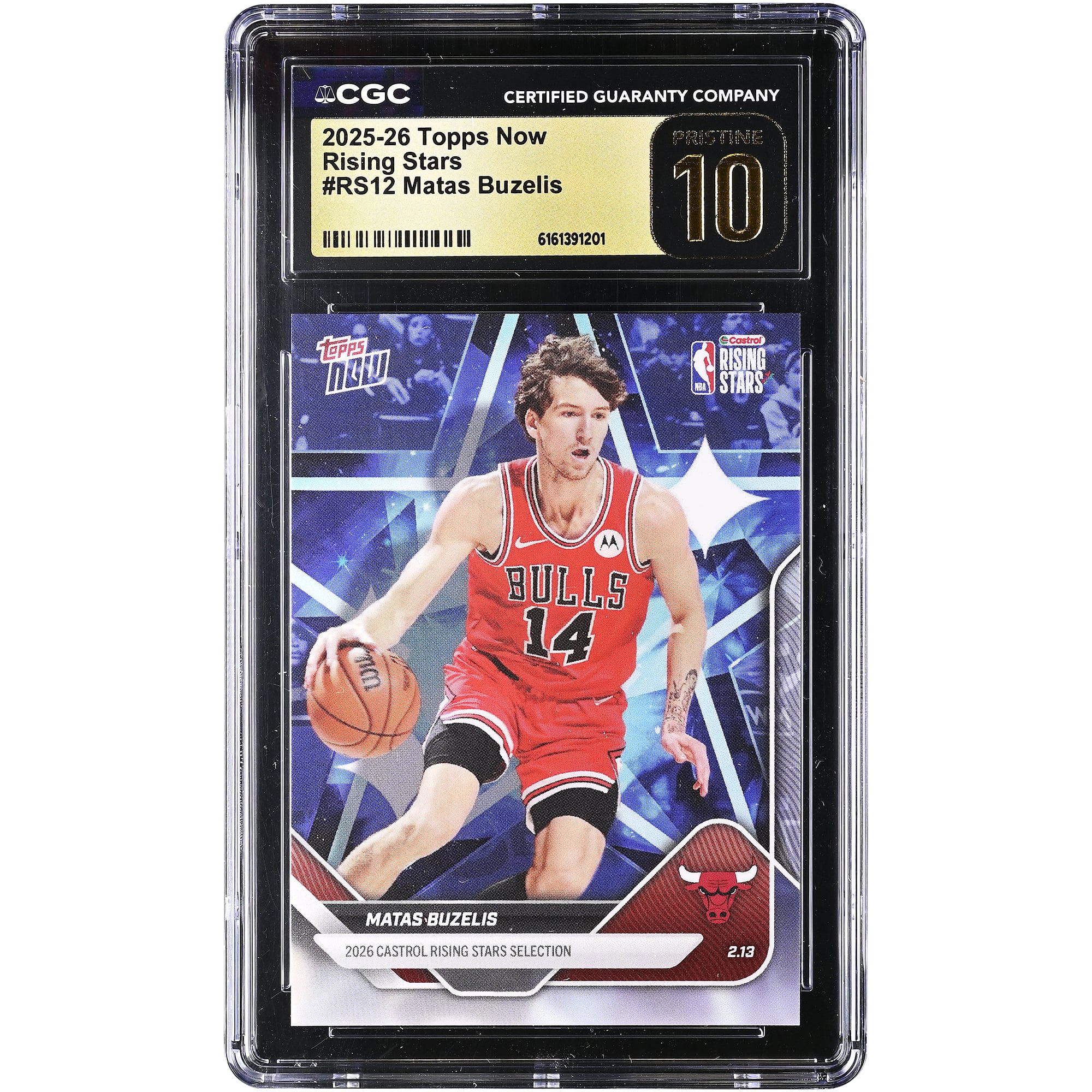 Matas Buzelis Chicago Bulls 2025-26 Topps Now Rising Stars #RS12 CGC Authenticated PRISTINE 10 Card