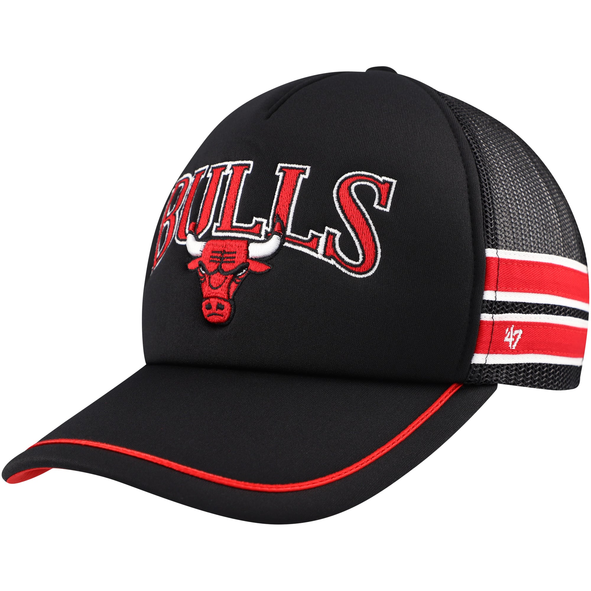 Men's Chicago Bulls '47 Black Sidebrand Stripes Trucker Adjustable Hat