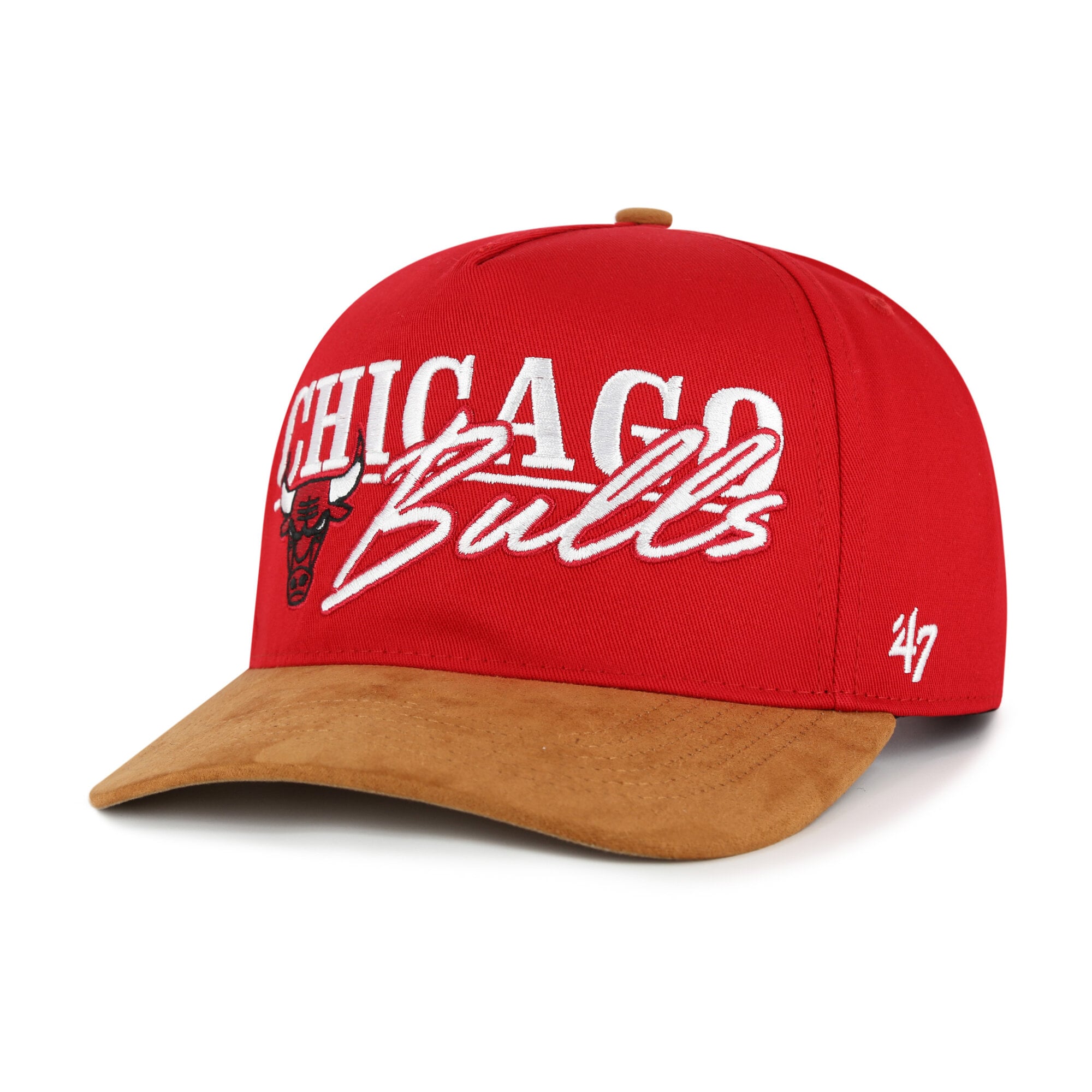 Men's '47 Red/Tan Chicago Bulls Scribe Line Hitch Adjustable Hat