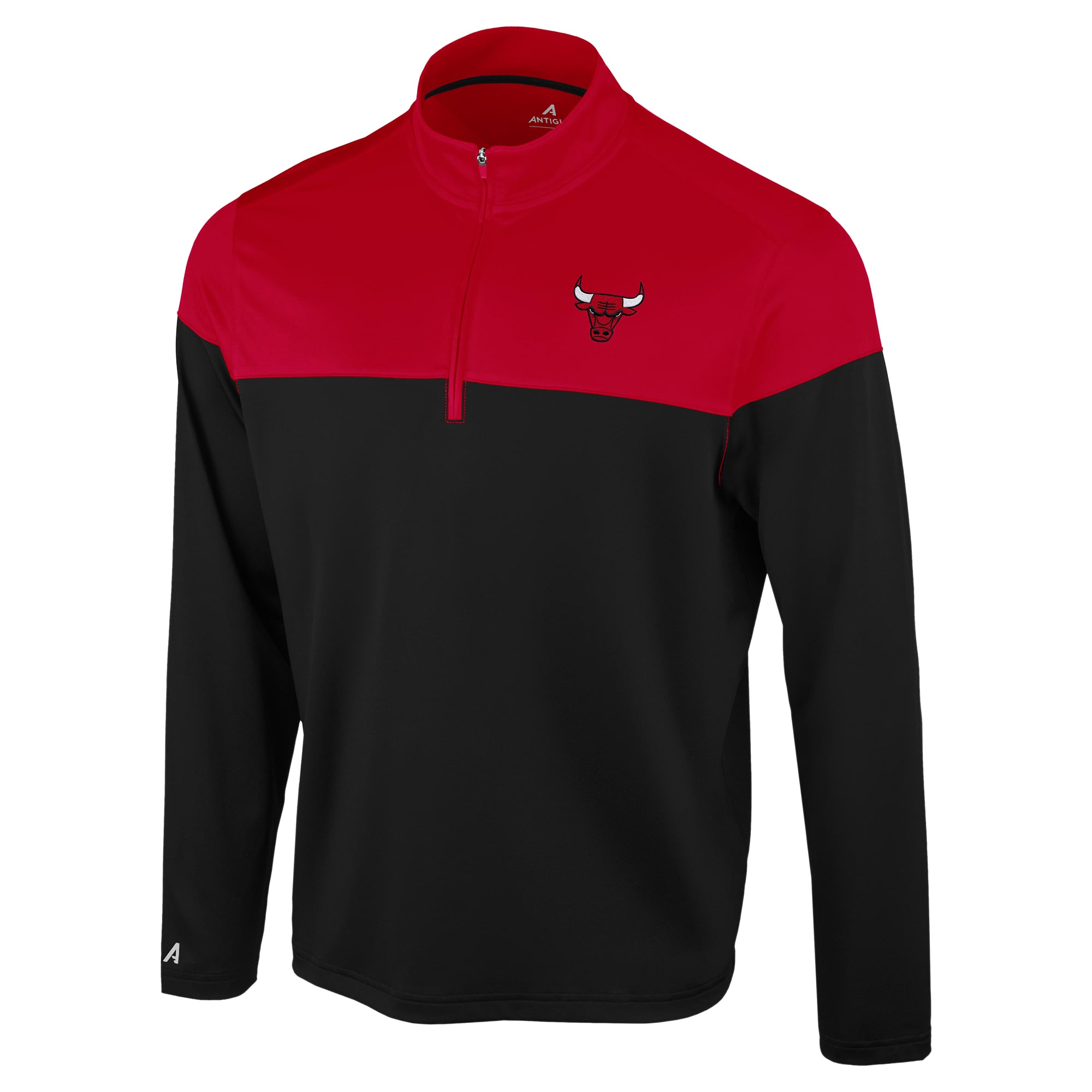 Pull à col zippé Antigua noir et rouge Chicago Bulls Hinder pour homme