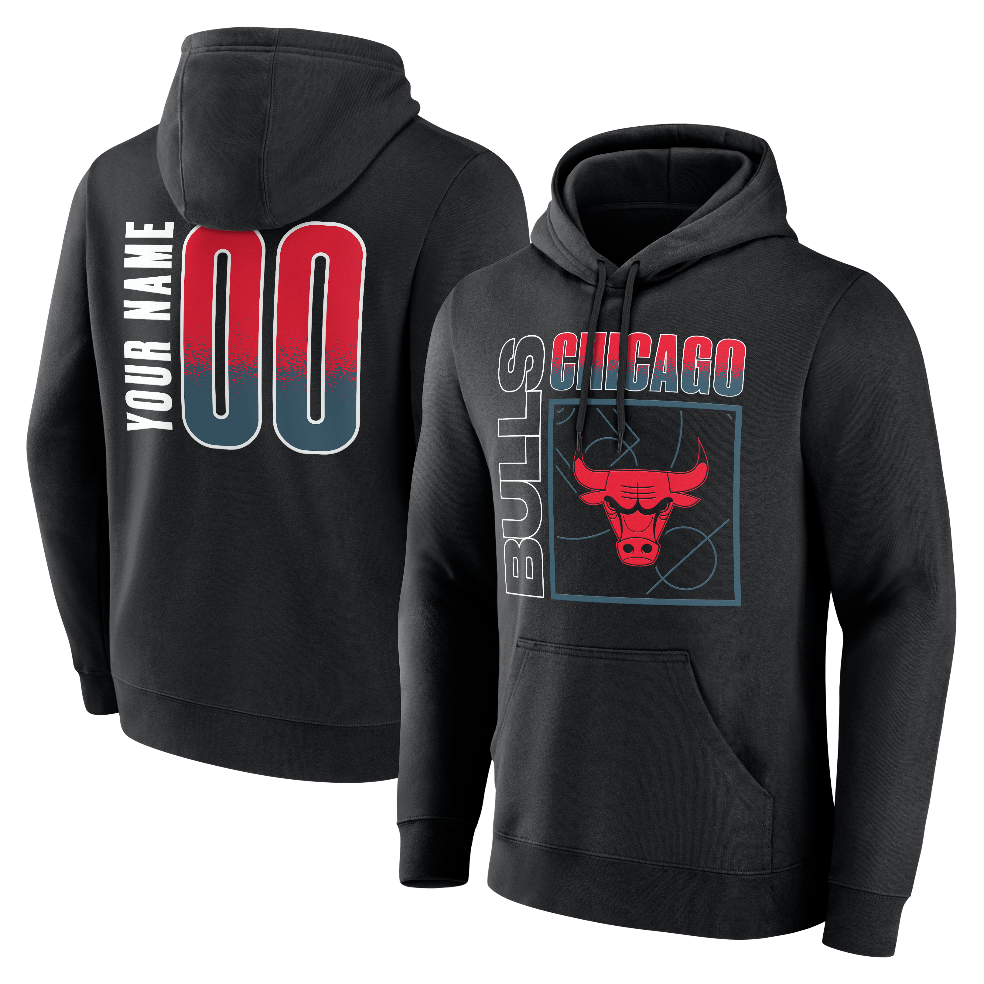 Sweat à capuche noir pour homme Chicago Bulls Home Court Pop personnalisé avec nom et numéro
