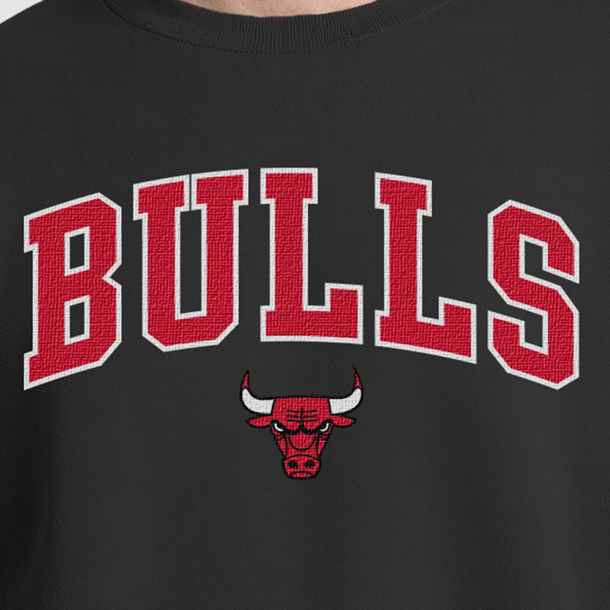 Sweat-shirt à col rond contrasté Champion noir Chicago Bulls pour homme