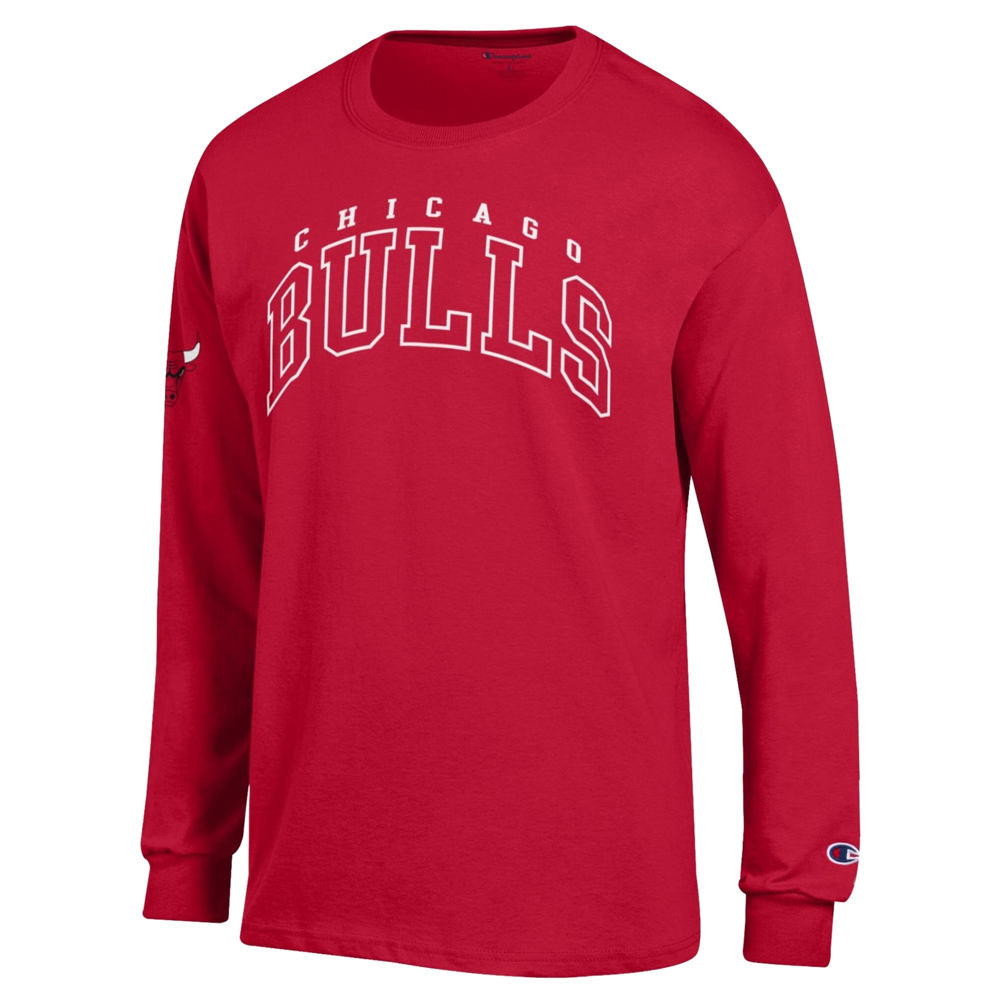 T-shirt à manches longues Champion Red Chicago Bulls pour homme