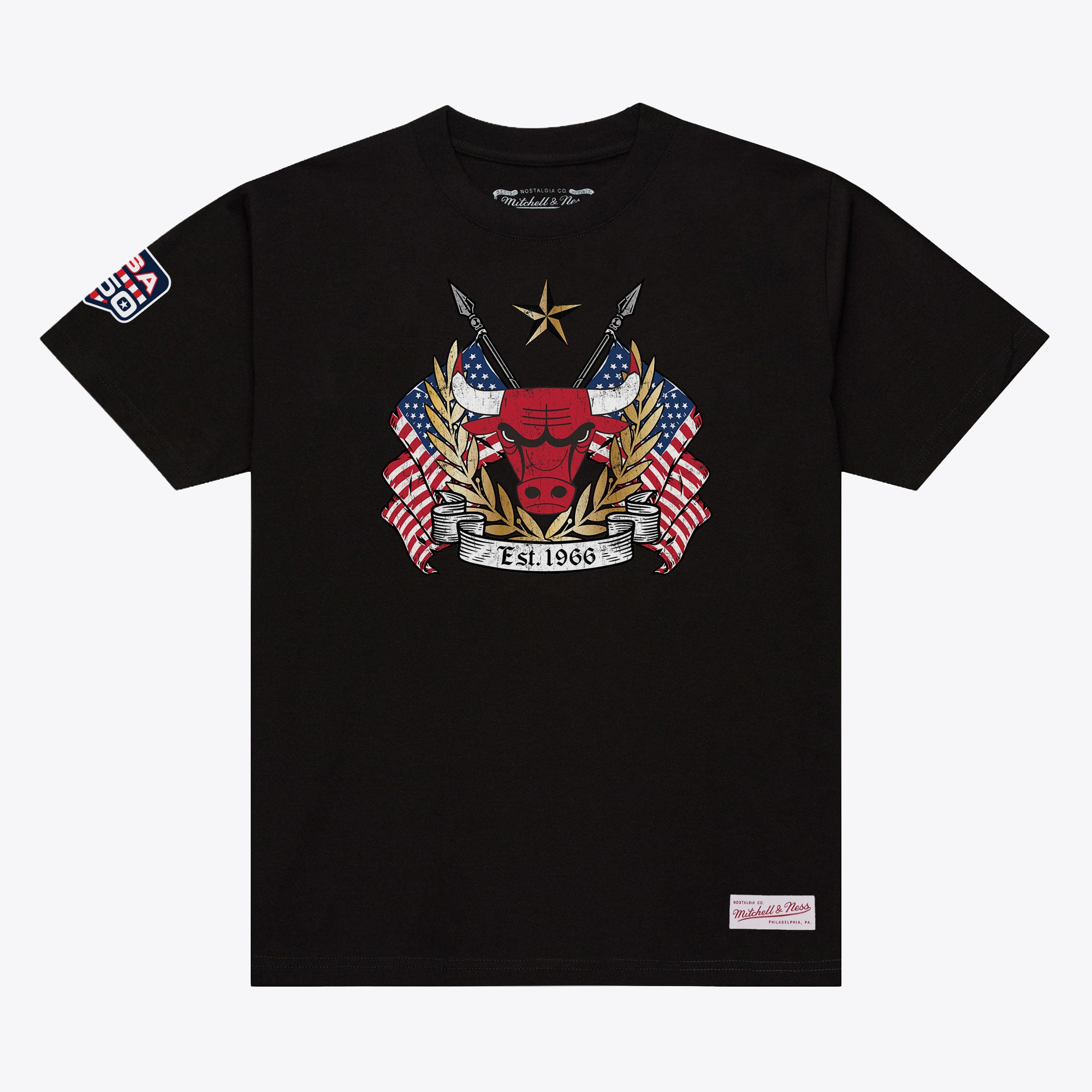 T-shirt Mitchell & Ness noir pour homme, aux couleurs des Chicago Bulls.