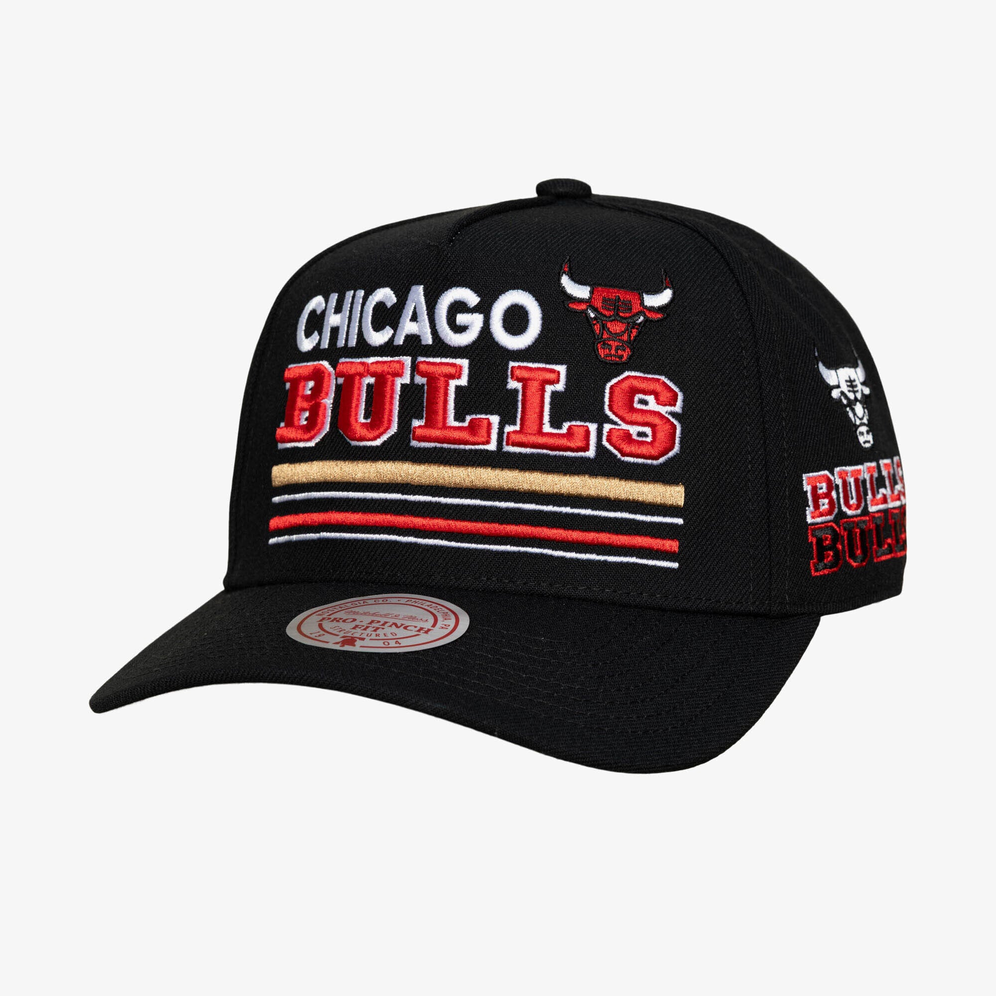 Men's Mitchell & Ness  Black Chicago Bulls Triple Check Pro Snapback Hat