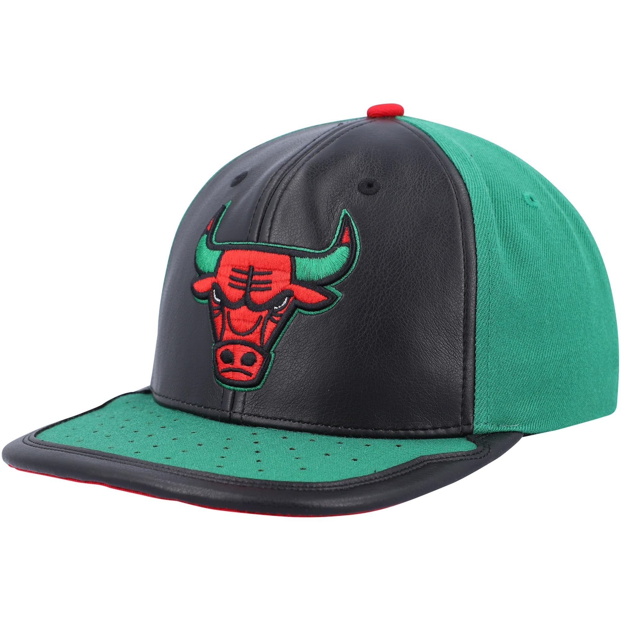 Men's Chicago Bulls Mitchell & Ness Black/Green Day One Snapback Hat