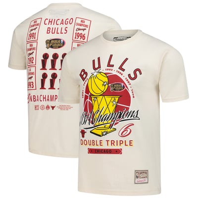 Chicago Bulls Mitchell & Ness Hardwood Classics Champions Vintage T-Shirt - Cream