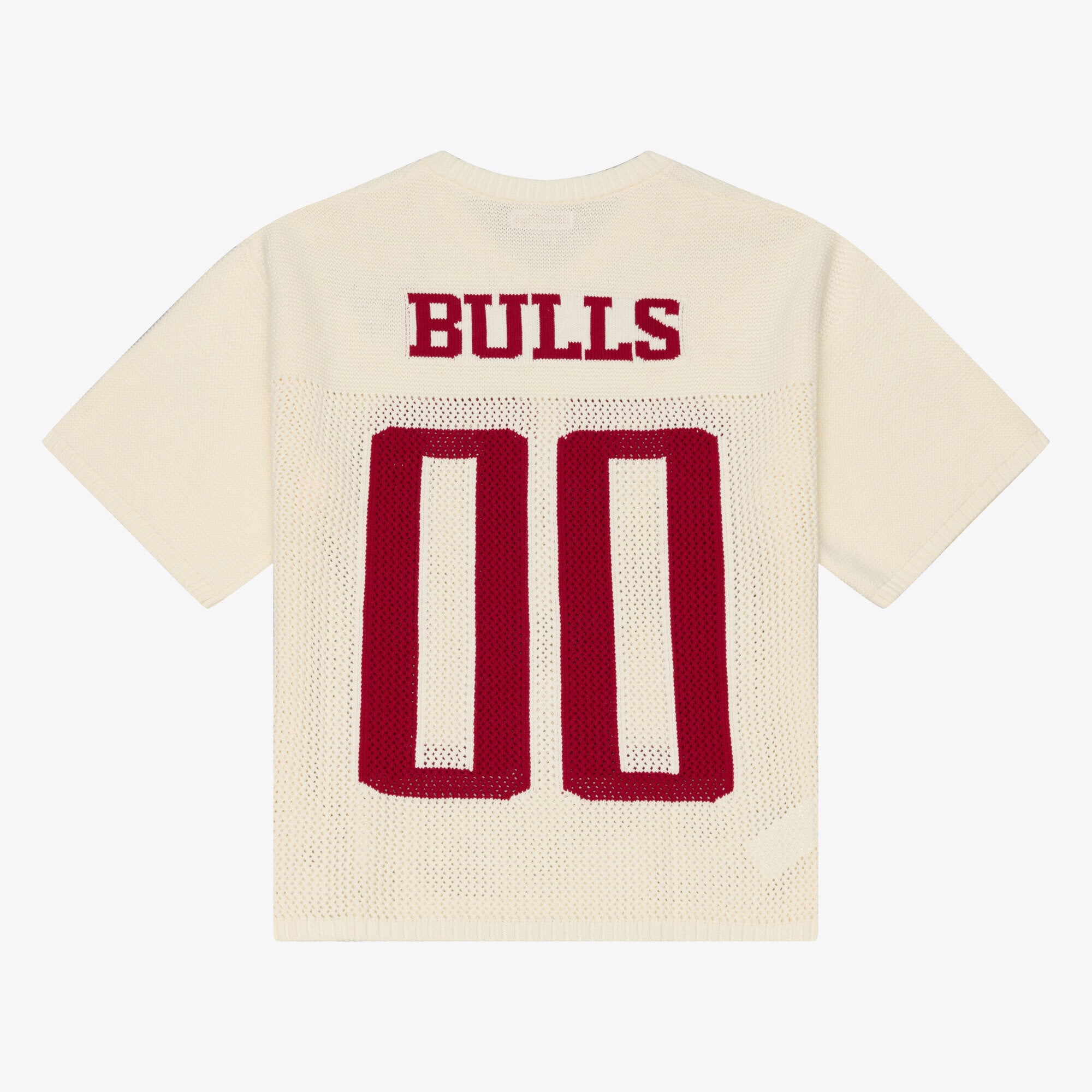 Men's Mitchell & Ness Cream Chicago Bulls Hardwood Classics Retro Roots Short Sleeve Sweater Jersey