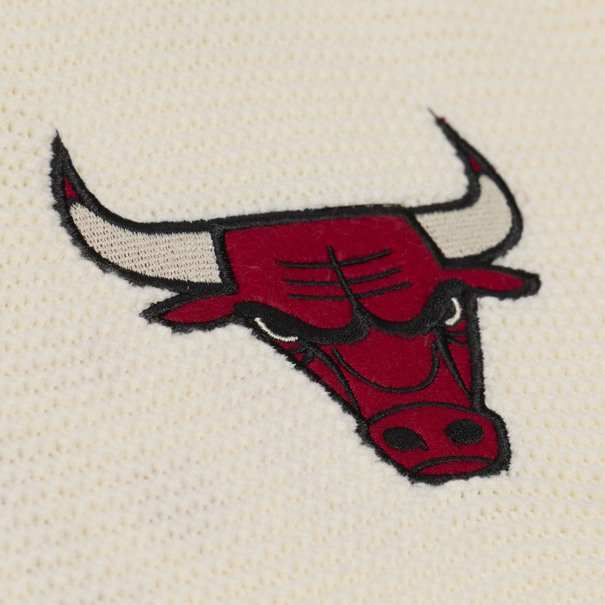 Men's Mitchell & Ness Cream Chicago Bulls Hardwood Classics Retro Roots Short Sleeve Sweater Jersey
