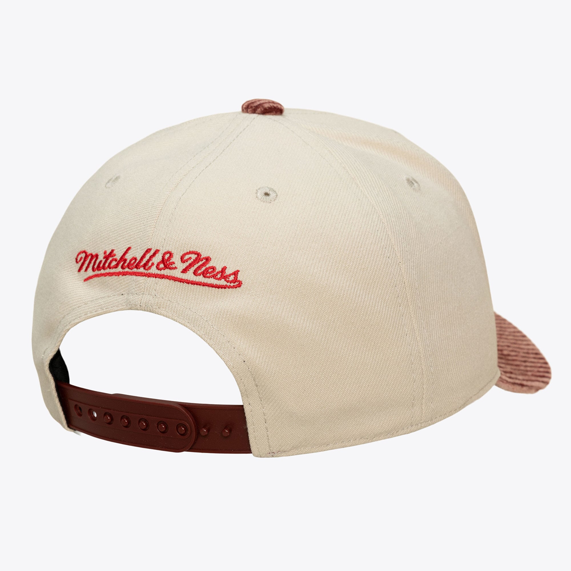 Men's Mitchell & Ness Cream/Red Chicago Bulls Washed Corduroy Pro Crown Snapback Hat