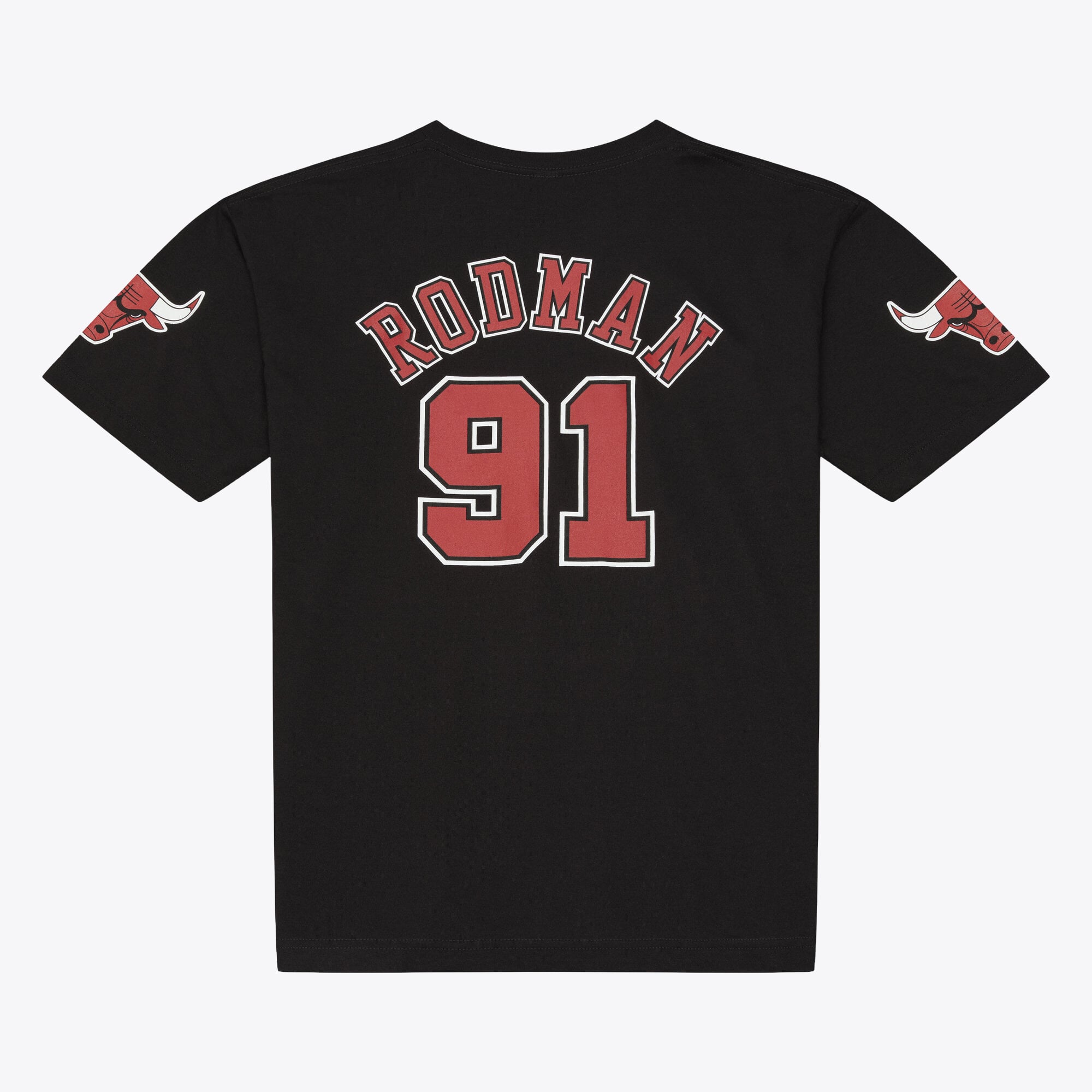 T-shirt classique Mitchell & Ness Dennis Rodman noir Chicago Bulls Hardwood Classics pour homme, avec nom et numéro
