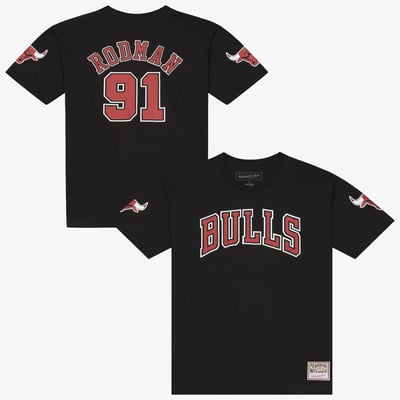 Dennis Rodman Chicago Bulls Mitchell & Ness Hardwood Classics Name & Number Classic T-Shirt - Black