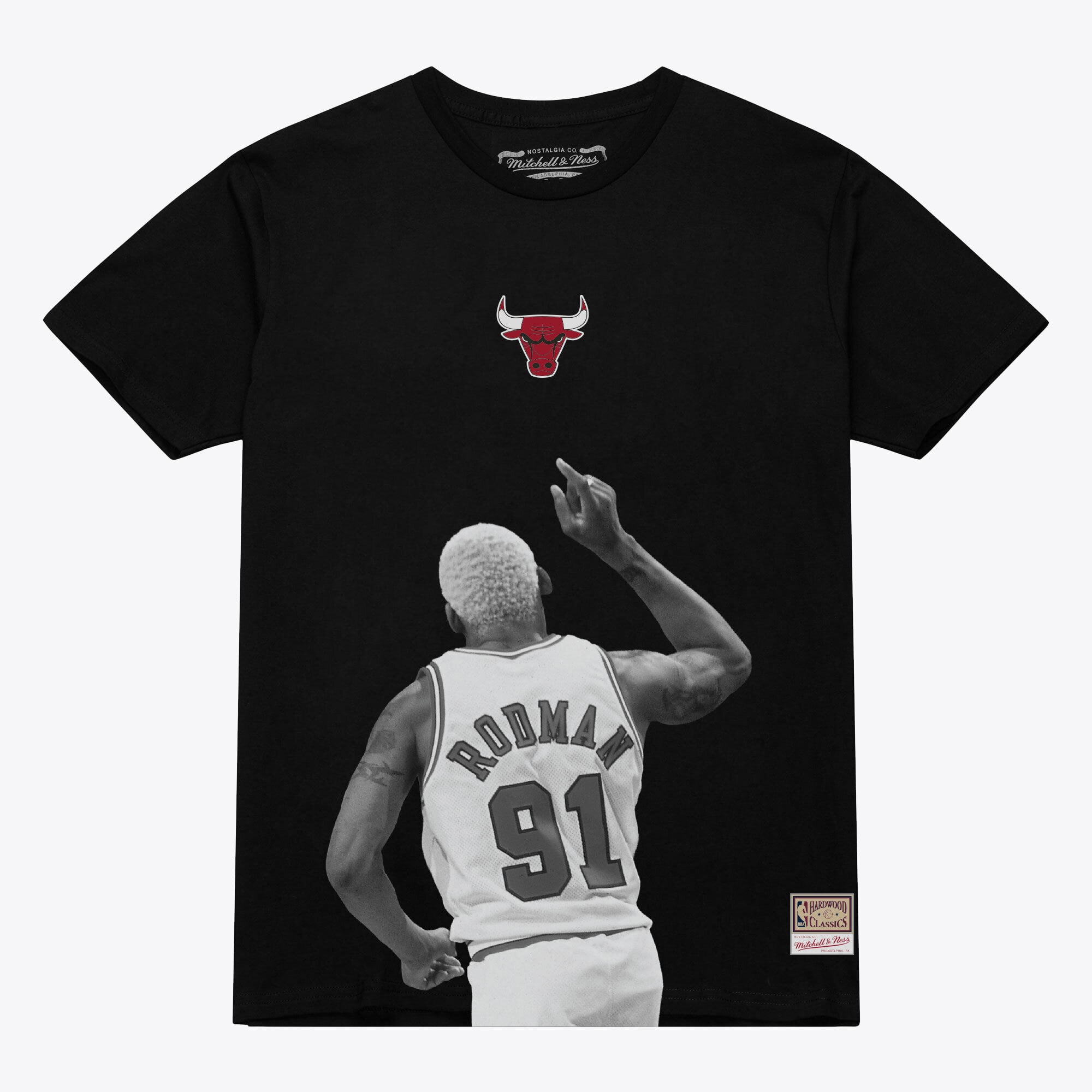 T-shirt Mitchell & Ness Dennis Rodman noir Chicago Bulls Hardwood Classics pour homme