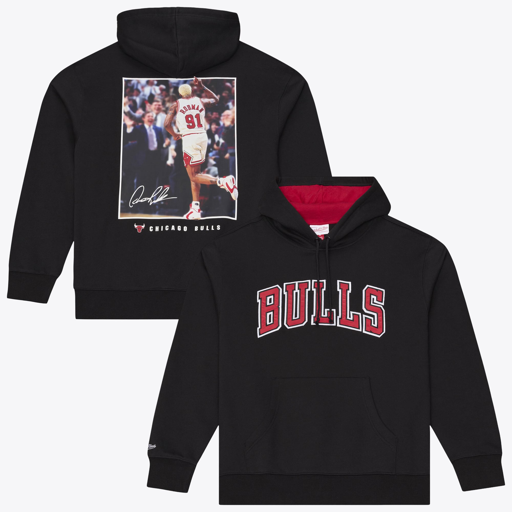 Sweat à capuche polaire noir Mitchell & Ness Dennis Rodman, joueur des Chicago Bulls, pour homme