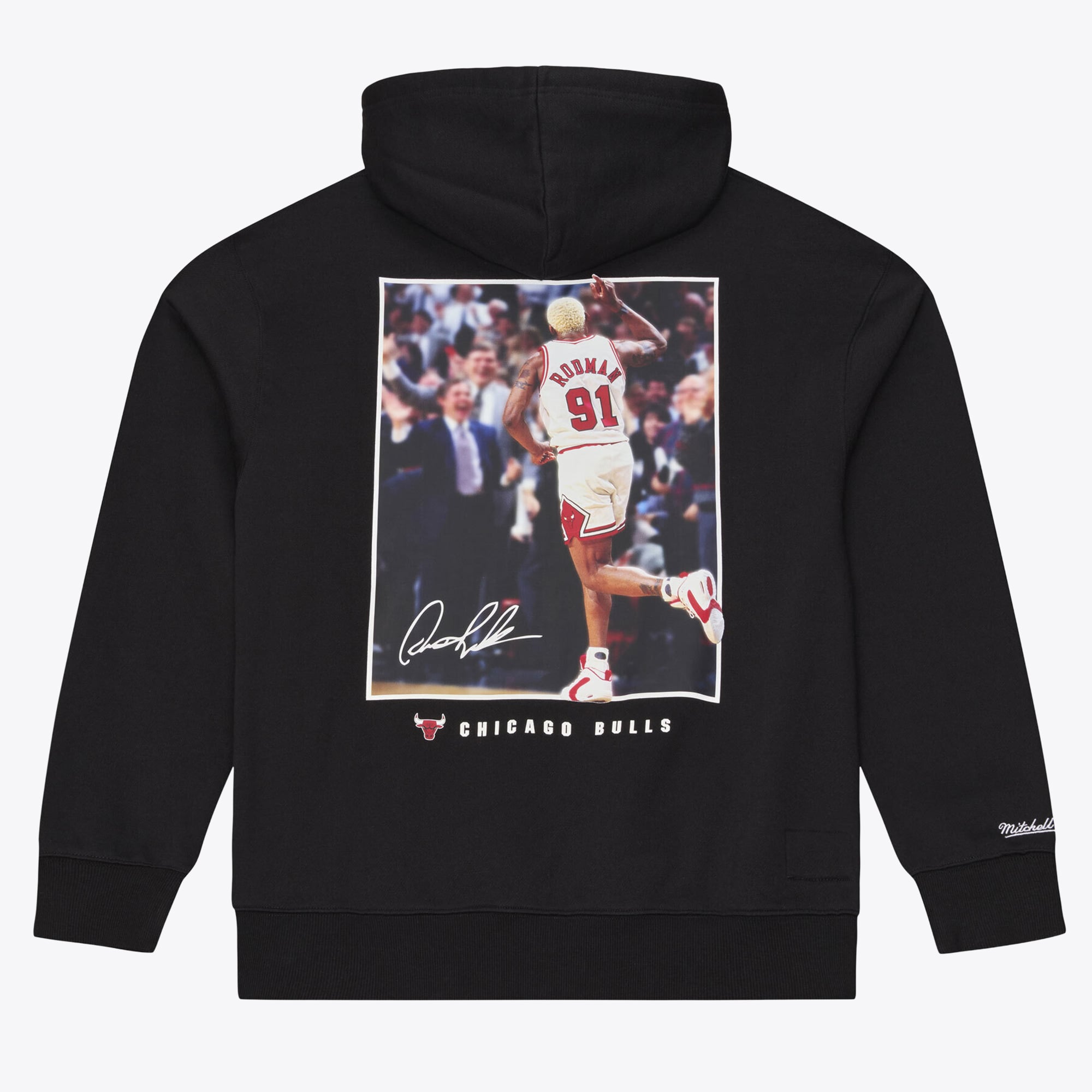 Sweat à capuche polaire noir Mitchell & Ness Dennis Rodman, joueur des Chicago Bulls, pour homme