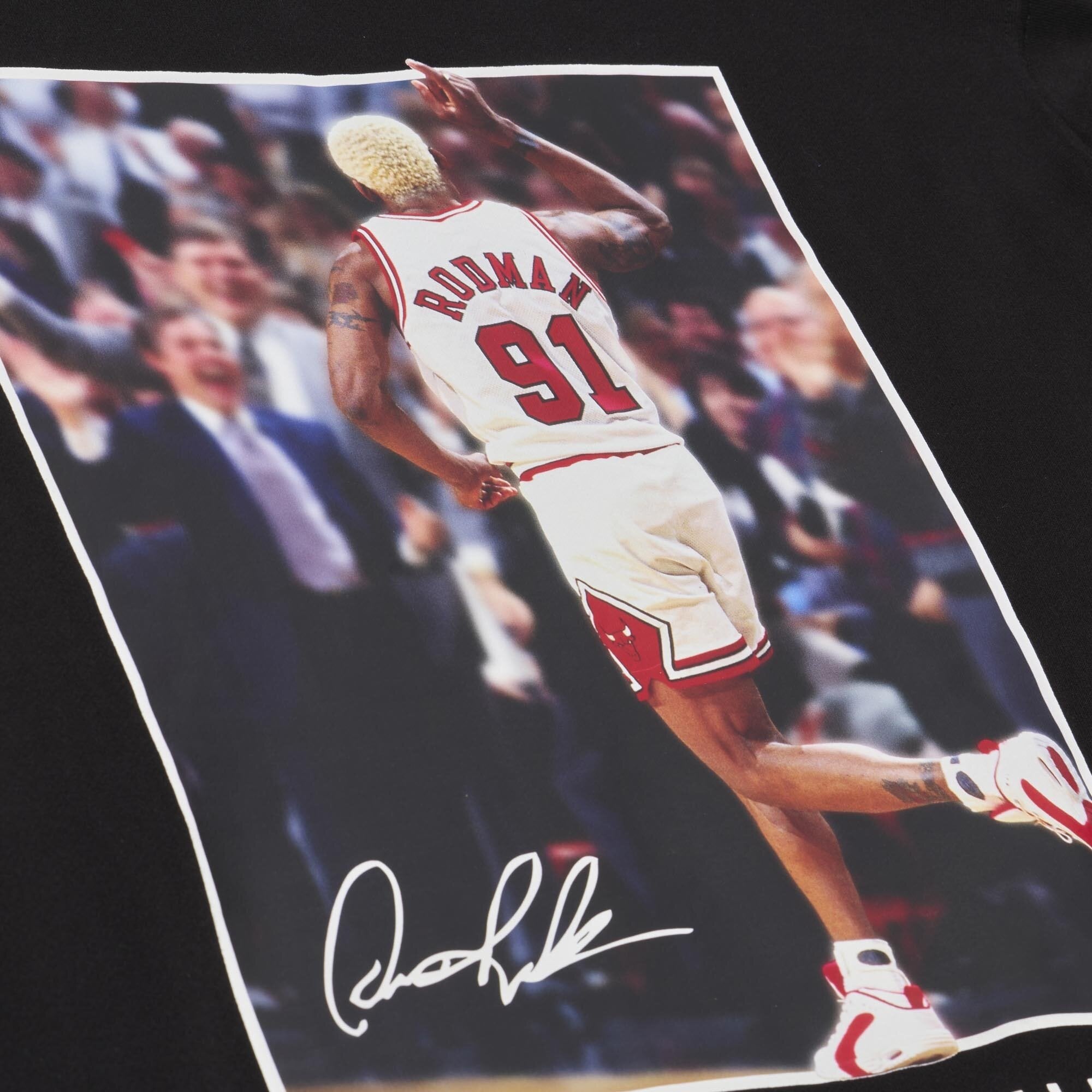 Sweat à capuche polaire noir Mitchell & Ness Dennis Rodman, joueur des Chicago Bulls, pour homme