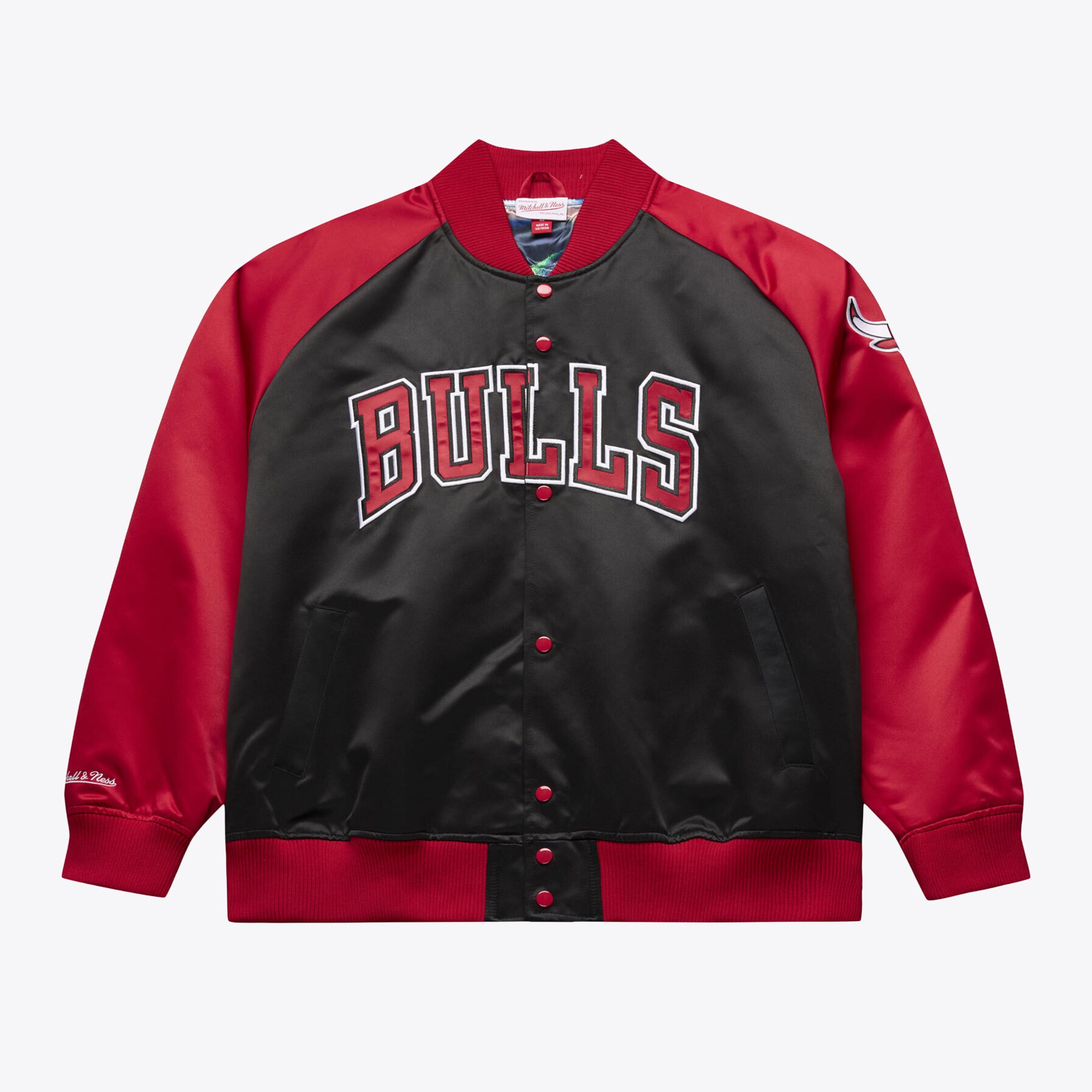 Veste légère en satin à boutons-pression Mitchell & Ness Dennis Rodman, joueur des Chicago Bulls, pour homme