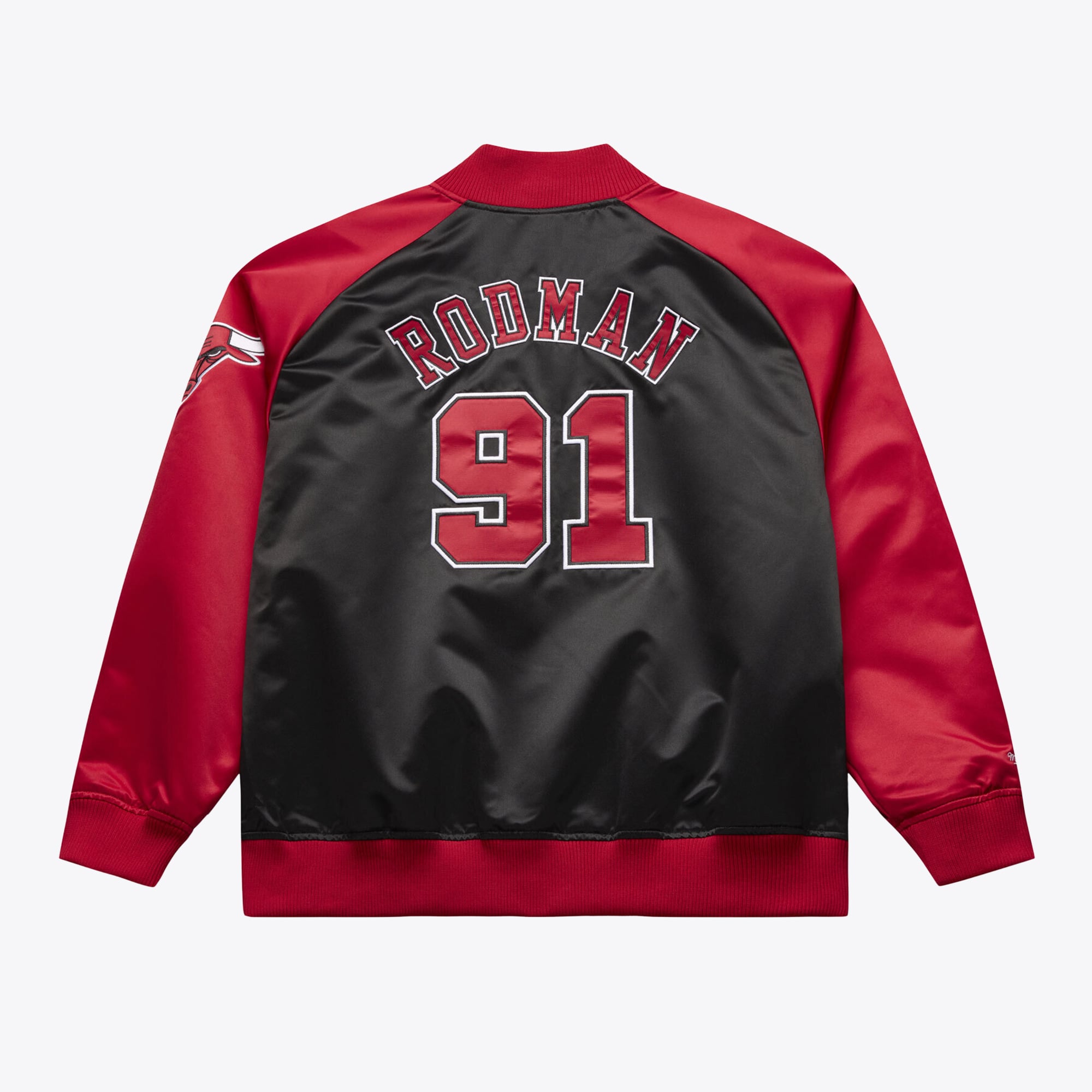Veste légère en satin à boutons-pression Mitchell & Ness Dennis Rodman, joueur des Chicago Bulls, pour homme