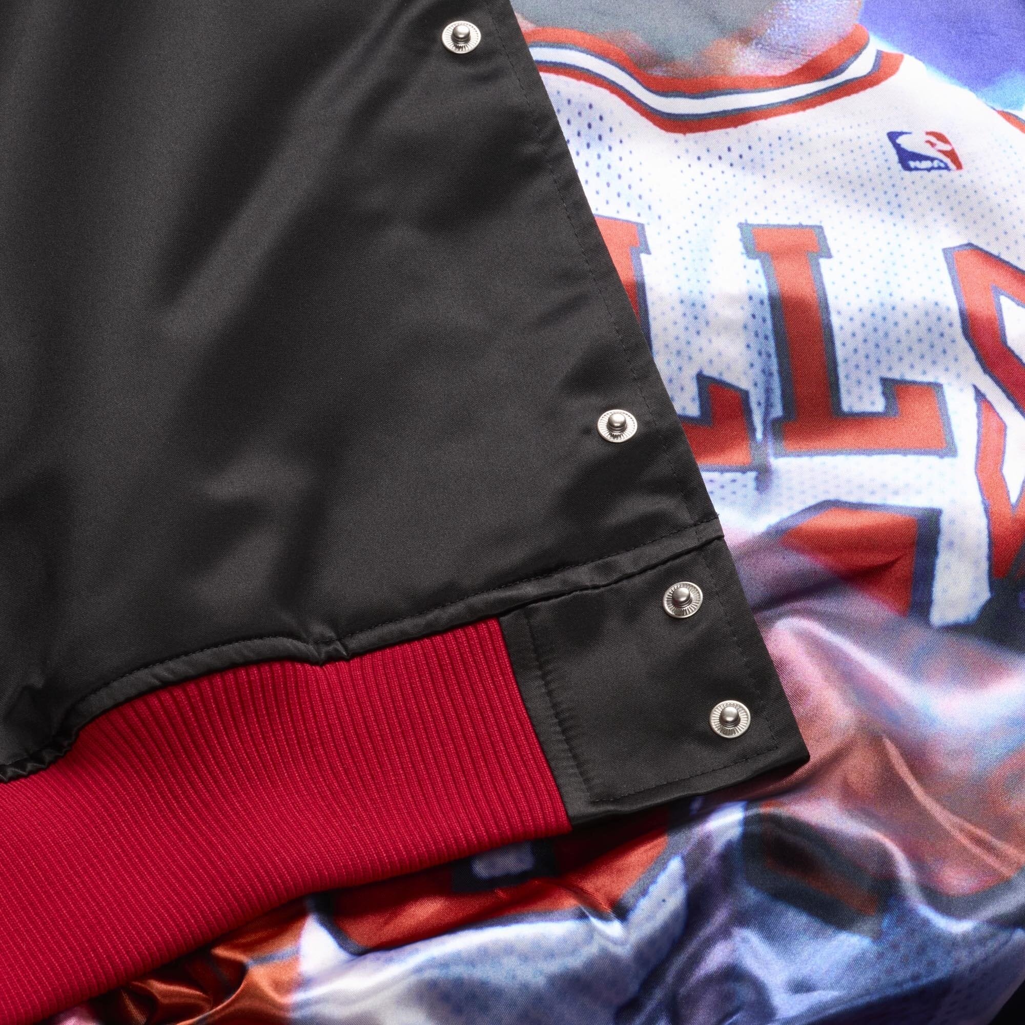 Veste légère en satin à boutons-pression Mitchell & Ness Dennis Rodman, joueur des Chicago Bulls, pour homme