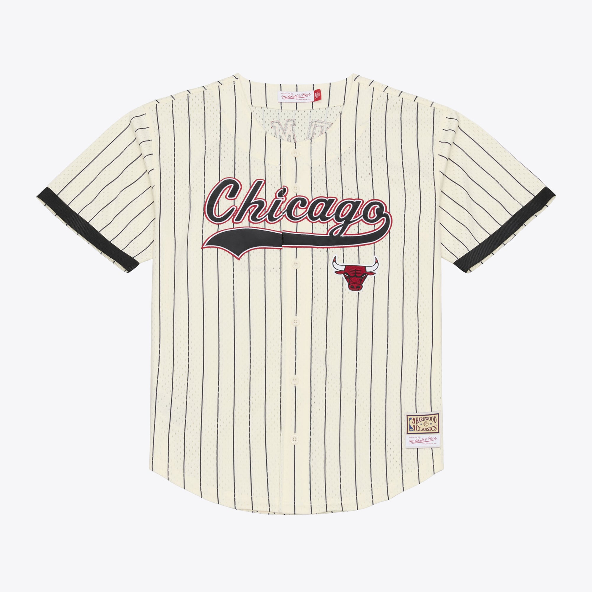 Maillot Mitchell & Ness Dennis Rodman crème Chicago Bulls pour homme, en maille et à boutons.