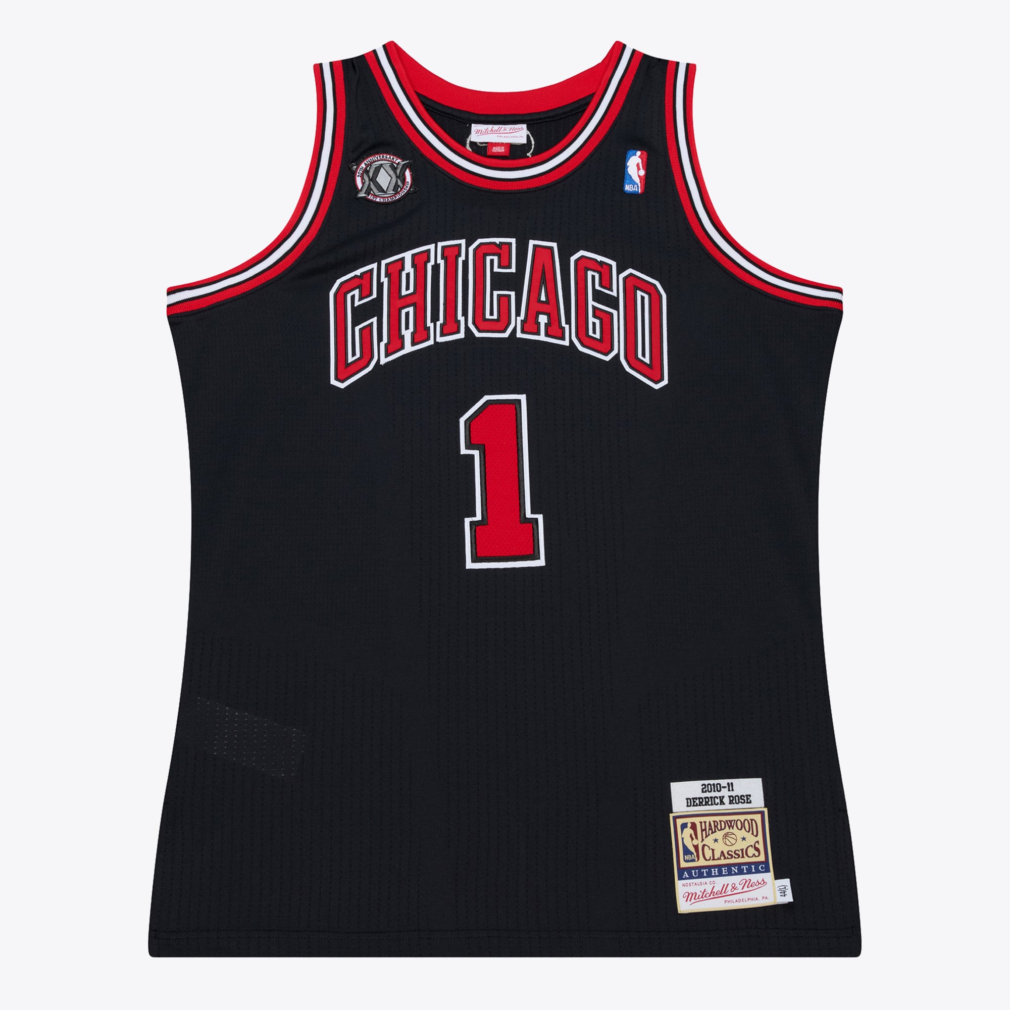 Maillot authentique Mitchell & Ness Derrick Rose rouge des Chicago Bulls 2008-09 pour homme