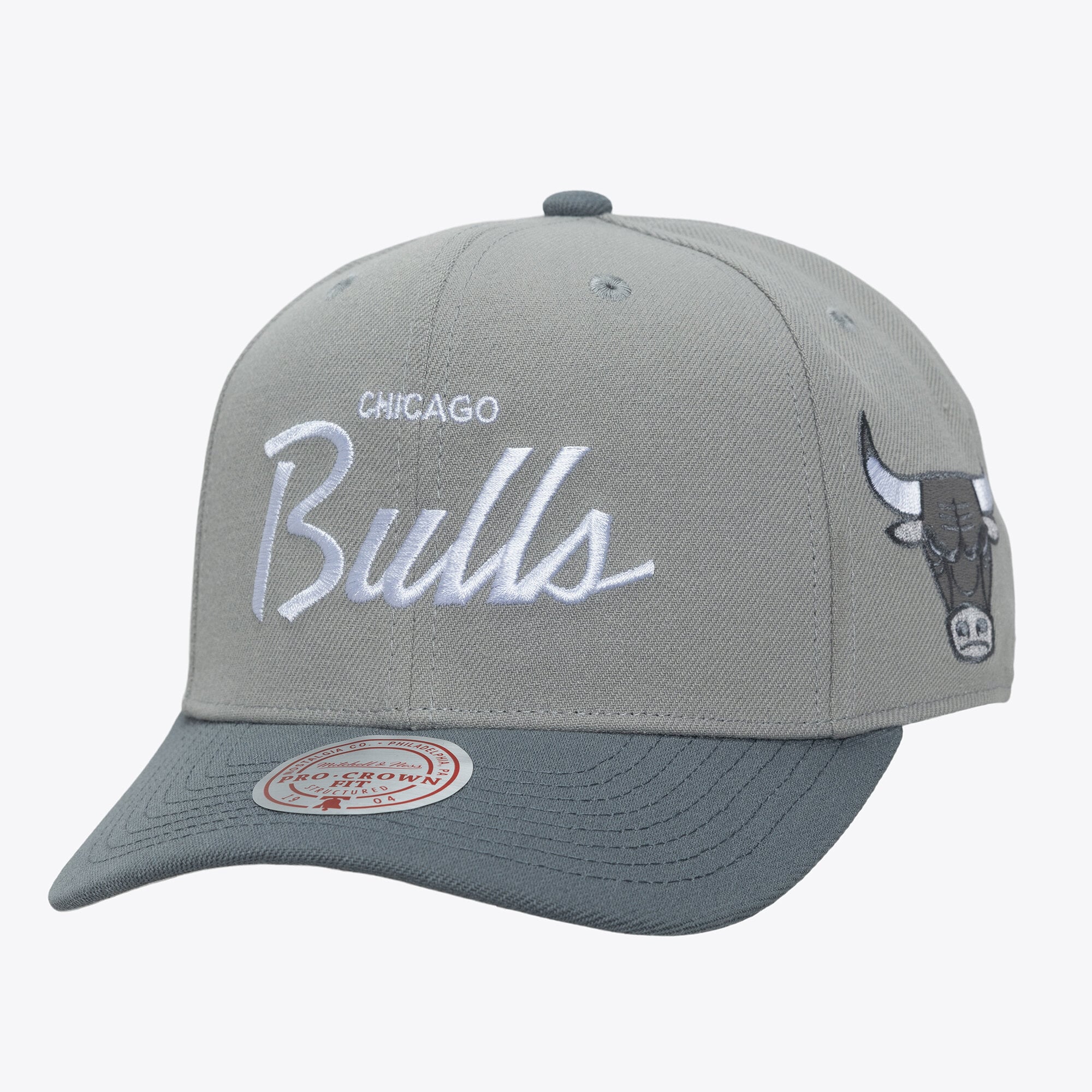 Men's Chicago Bulls Mitchell & Ness Gray Thunderstorm Head Coach Pro Crown Snapback Hat
