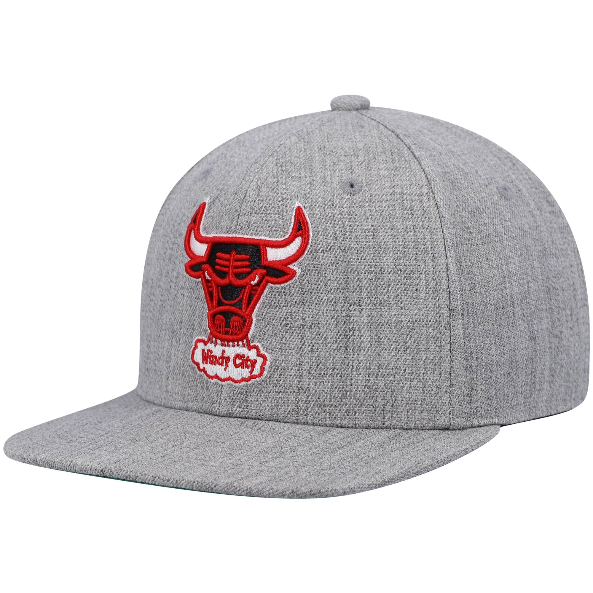 Men's Chicago Bulls Mitchell & Ness Heathered Gray Hardwood Classics Team 2.0 Snapback Hat