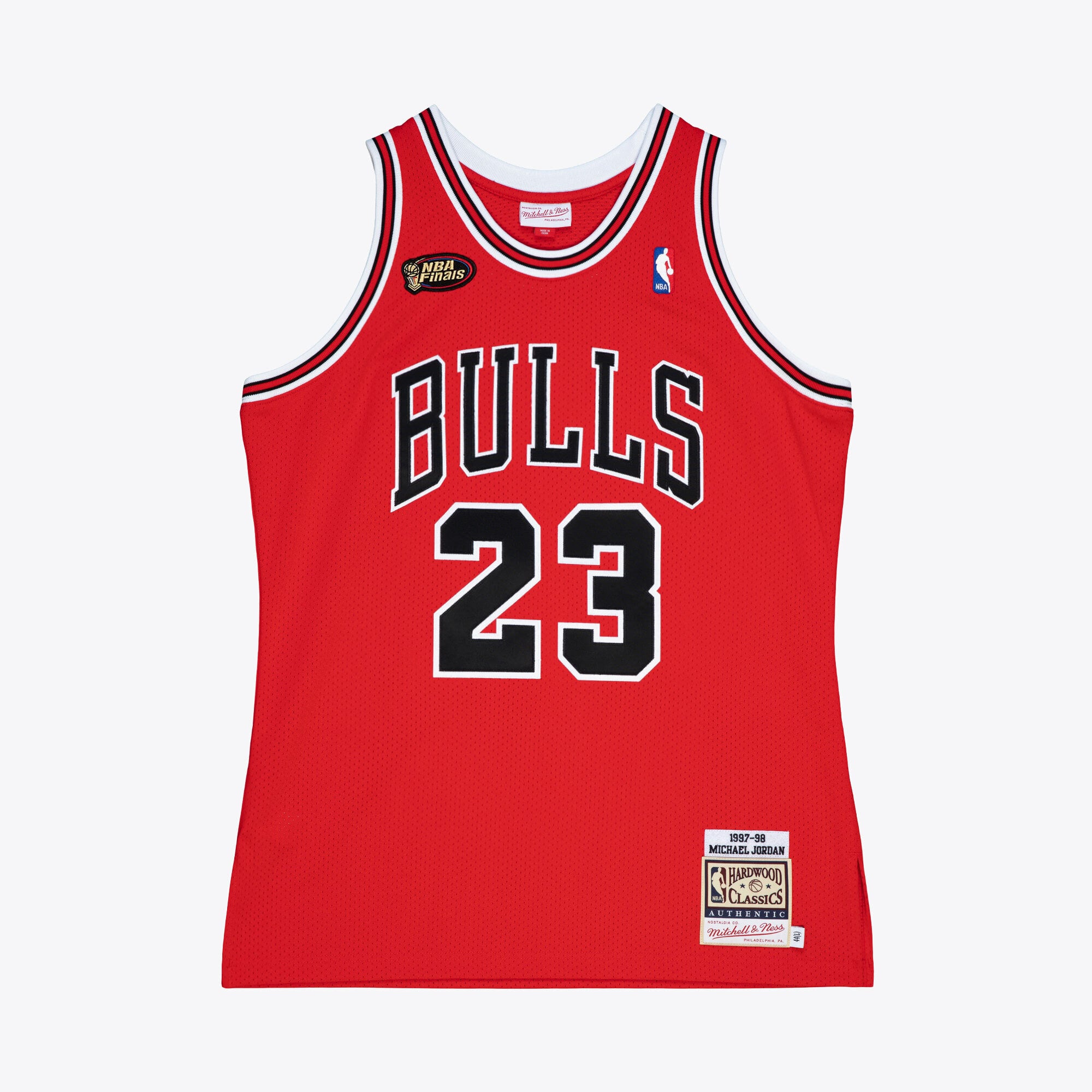 Maillot authentique Mitchell & Ness Michael Jordan rouge des Chicago Bulls 1997-98 pour homme