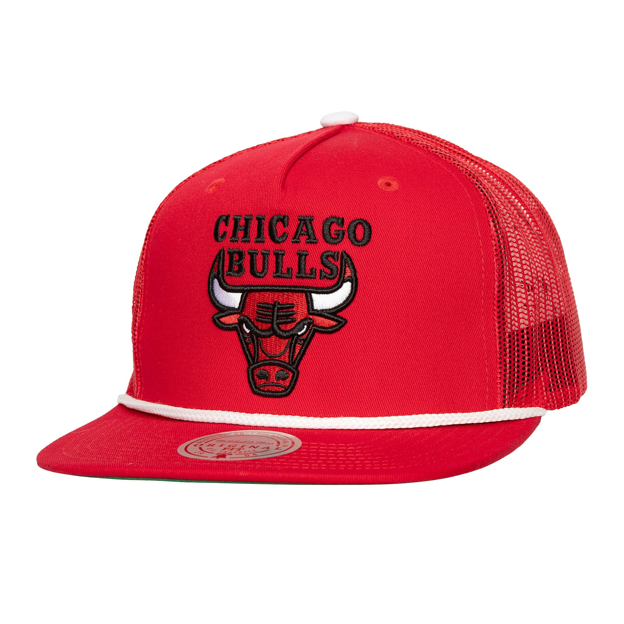 Men's Chicago Bulls Mitchell & Ness Red Roper Meshback Trucker Snapback Hat
