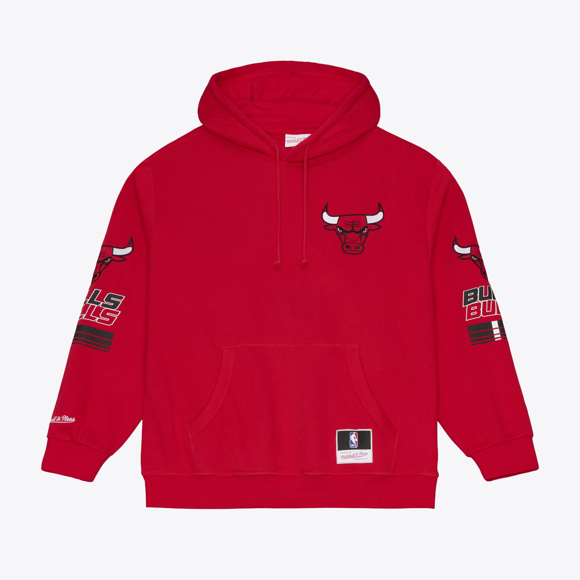 Sweat à capuche en polaire Mitchell & Ness rouge Chicago Bulls triple motif carreaux pour homme
