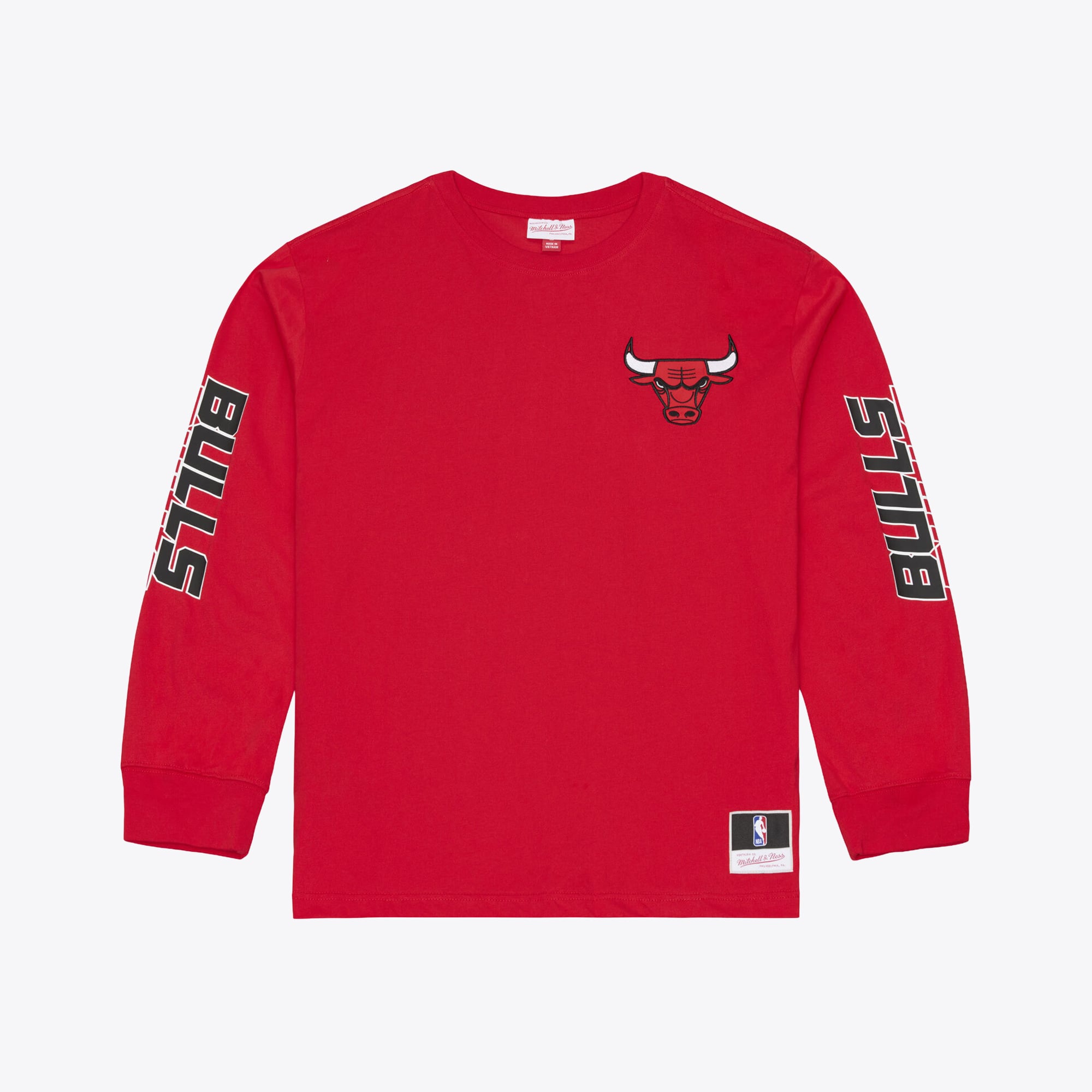 T-shirt à manches longues Mitchell & Ness rouge Chicago Bulls triple carreaux pour homme