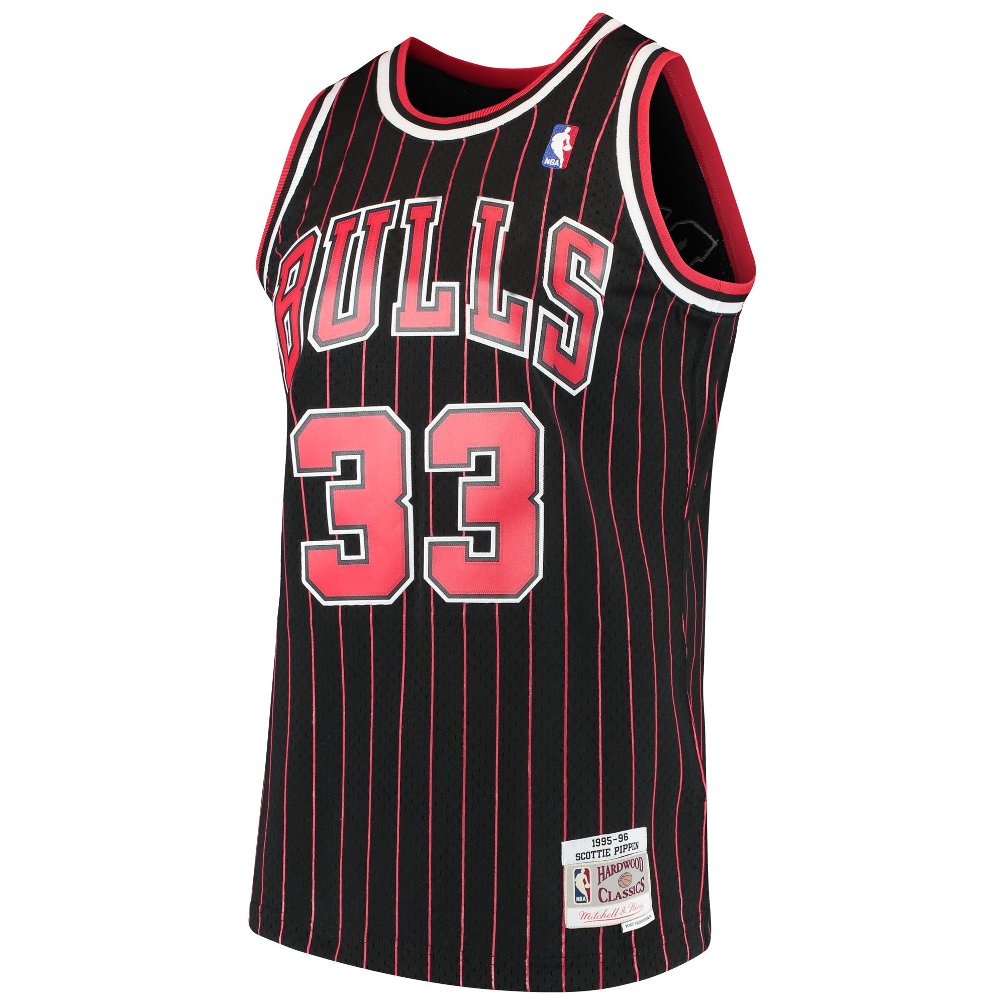 Maillot Swingman noir Mitchell & Ness Scottie Pippen Chicago Bulls 1995-96 Hardwood Classics pour homme