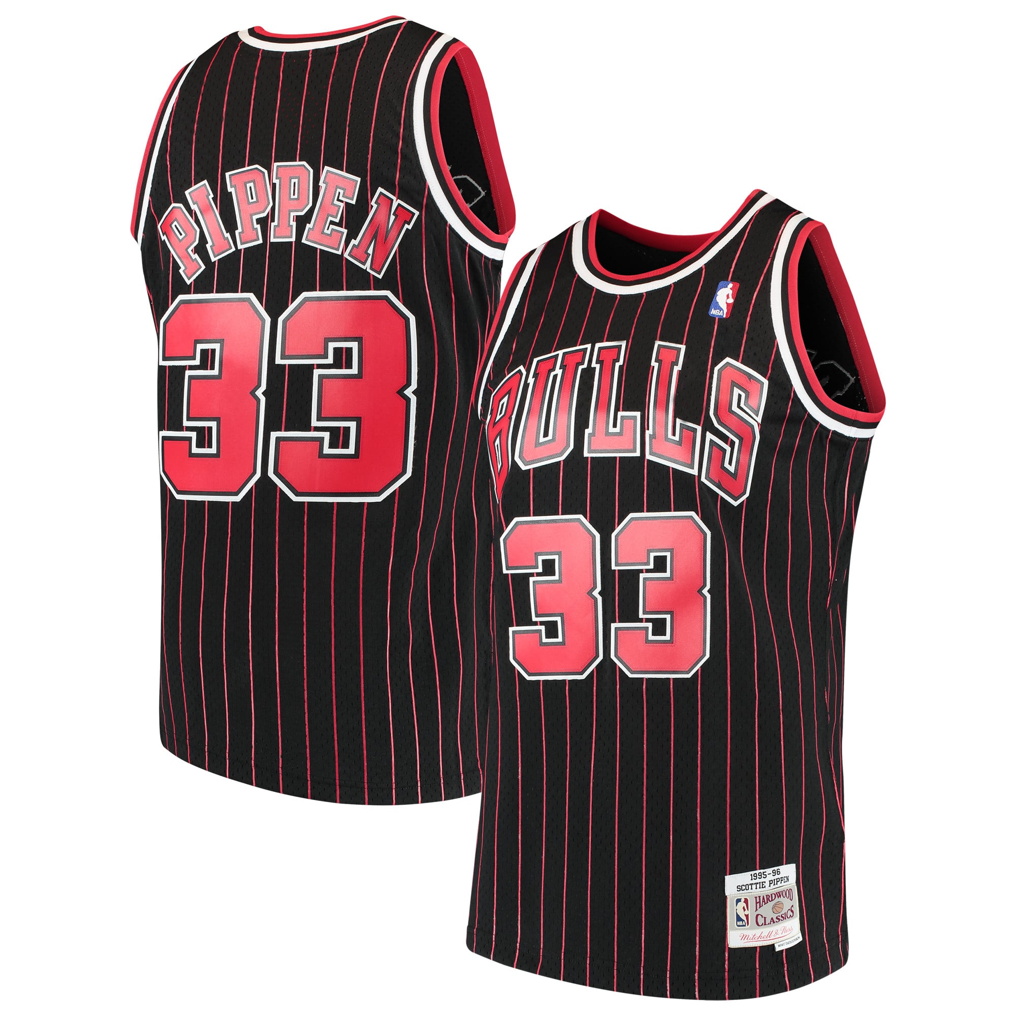 Maillot Swingman noir Mitchell & Ness Scottie Pippen Chicago Bulls 1995-96 Hardwood Classics pour homme