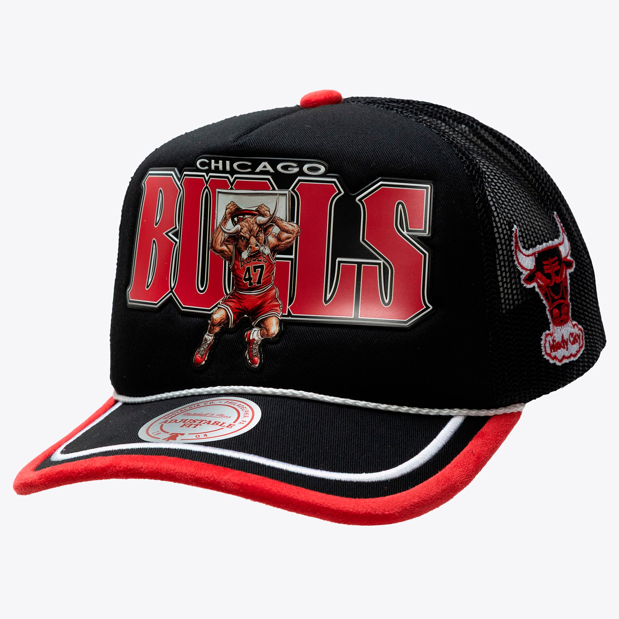 Men's Mitchell & Ness x LRG Black Chicago Bulls Hardwood Classics Trucker Adjustable Hat
